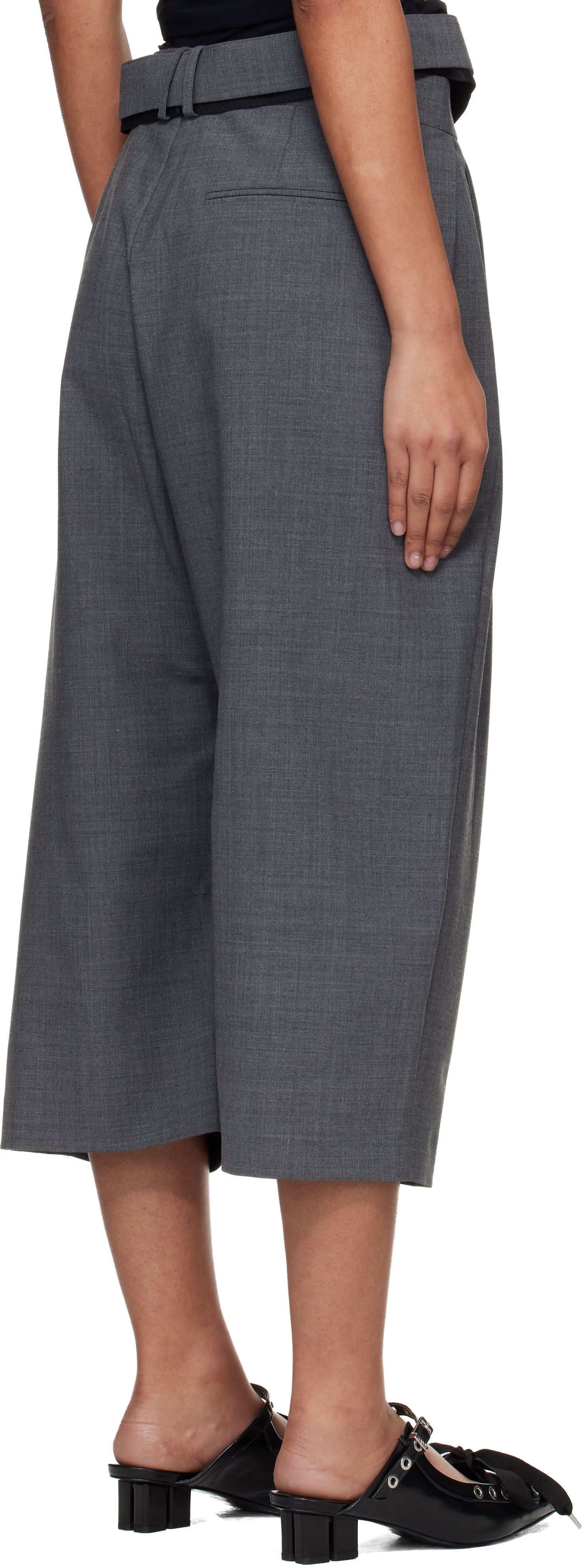 Ottolinger - Short de tailleur ample gris à sangle