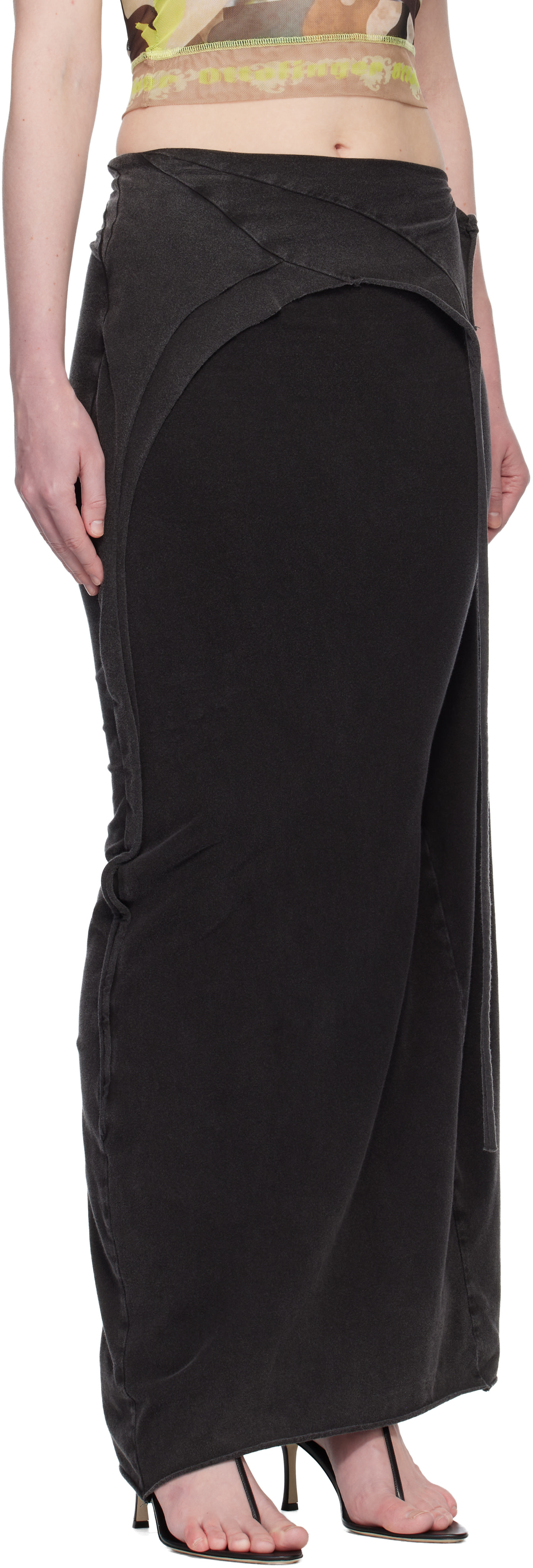 Ottolinger: Black Slitted Maxi Skirt | SSENSE