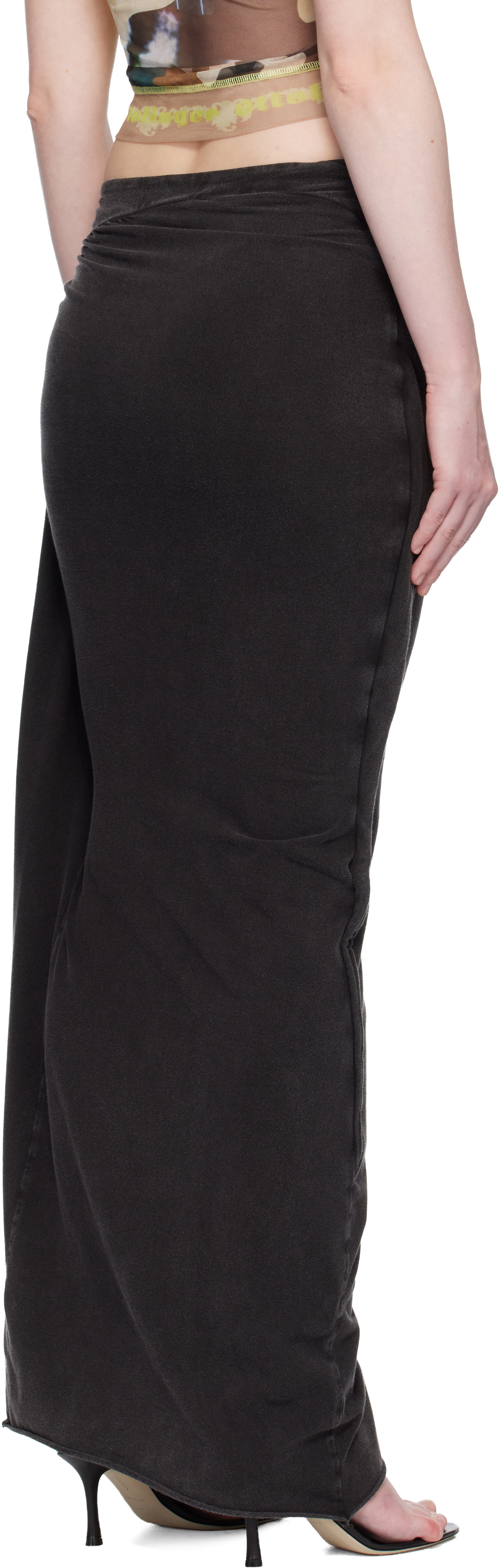 Ottolinger: Black Slitted Maxi Skirt | SSENSE