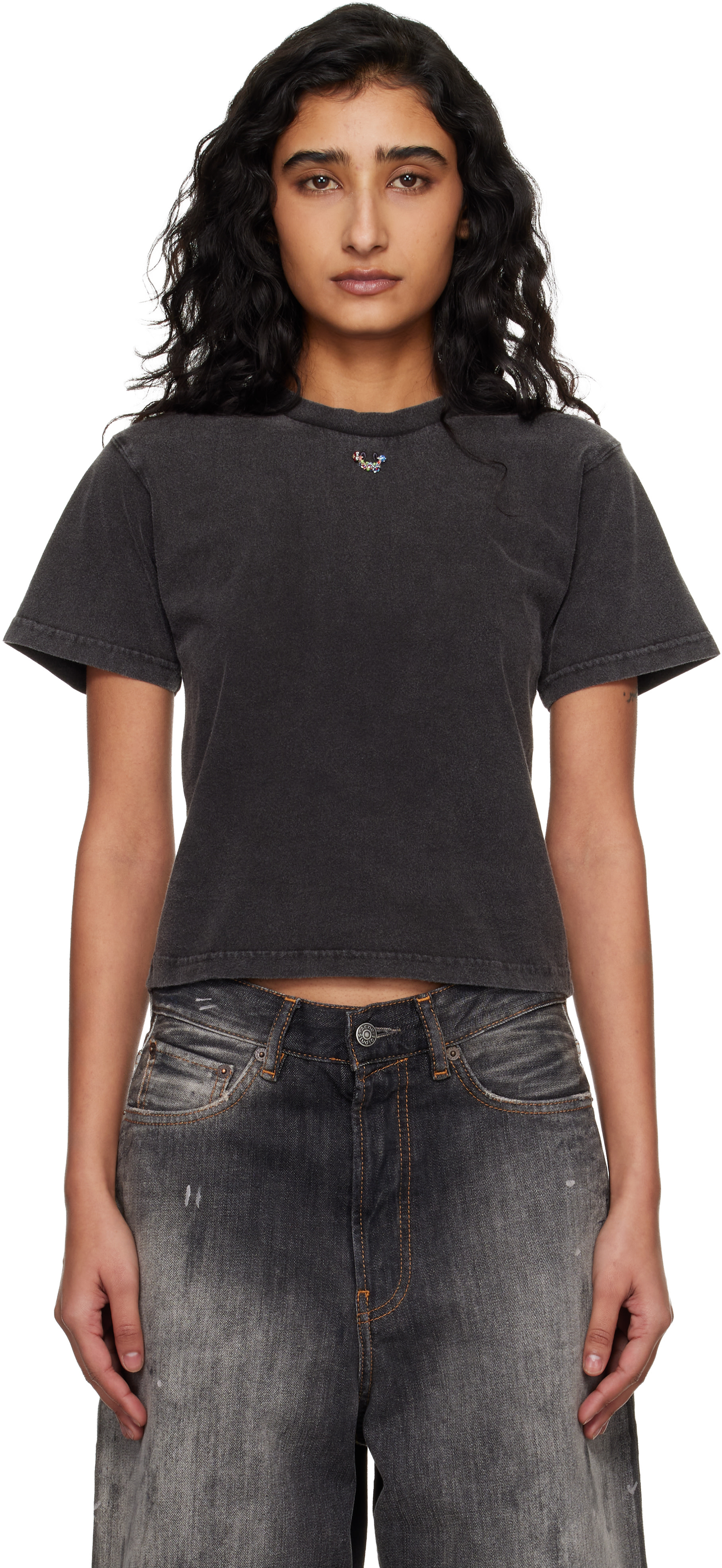 Ottolinger: Black Pierced Fitted T-shirt | SSENSE
