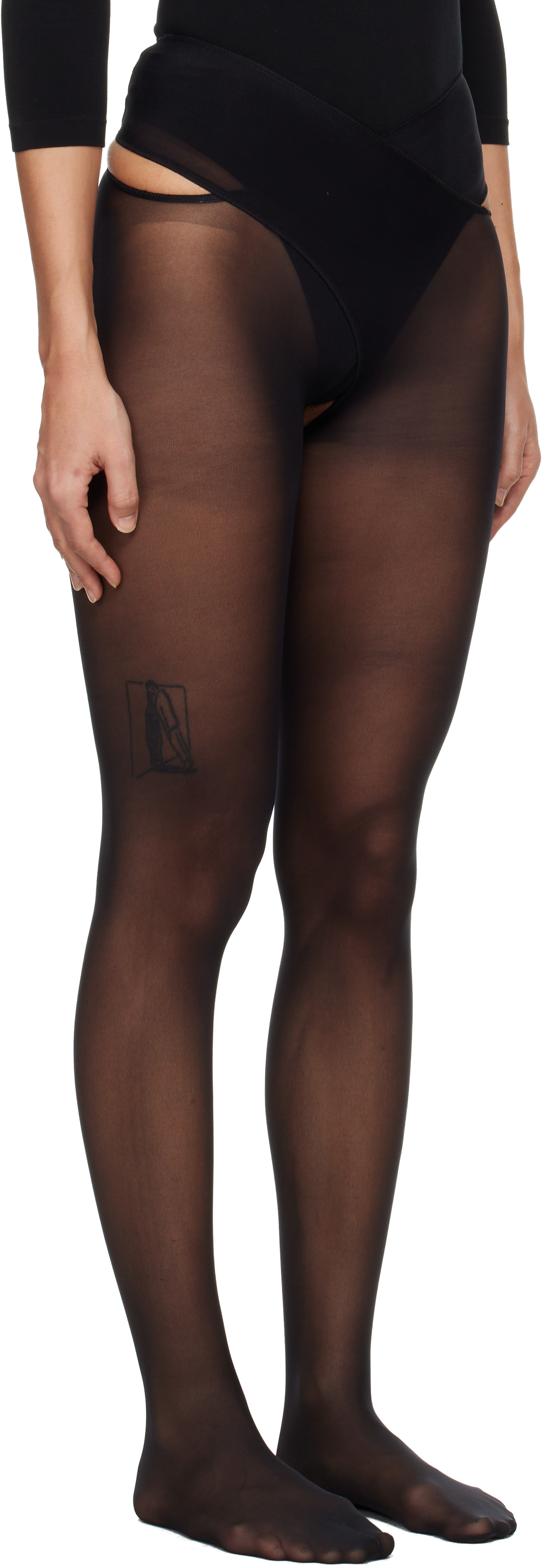 Wolford: ブラック Individual 12 Stay-Hip タイツ | SSENSE 日本