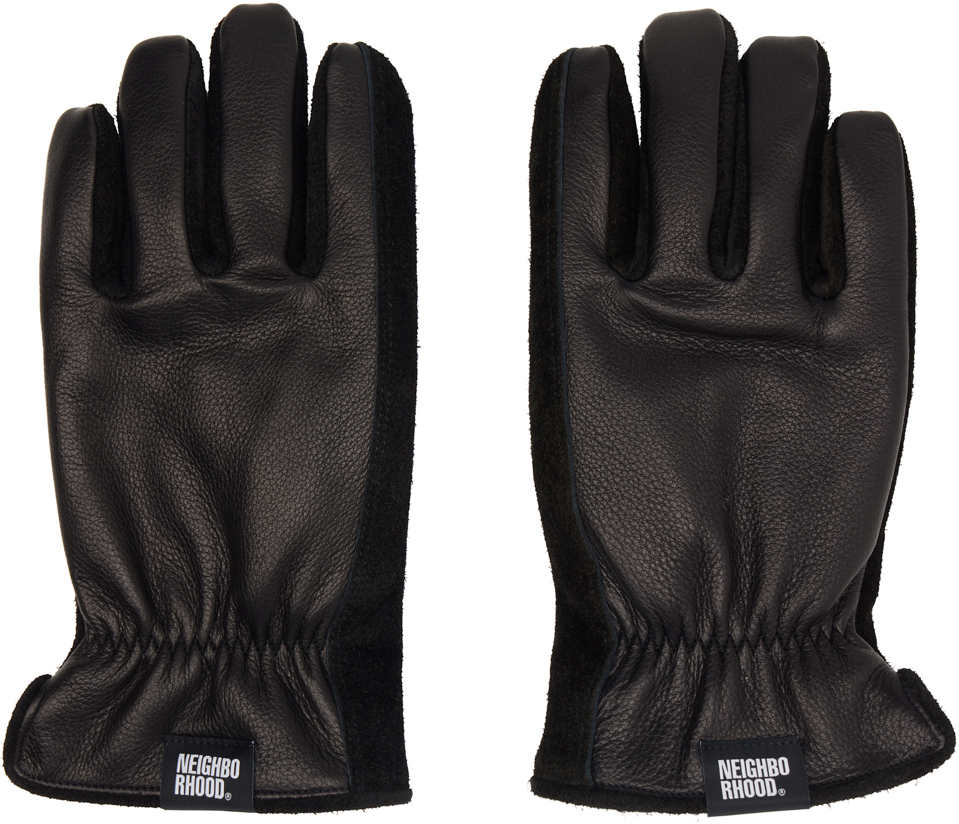 Neighborhood: Black Leather Boa Gloves | SSENSE Canada