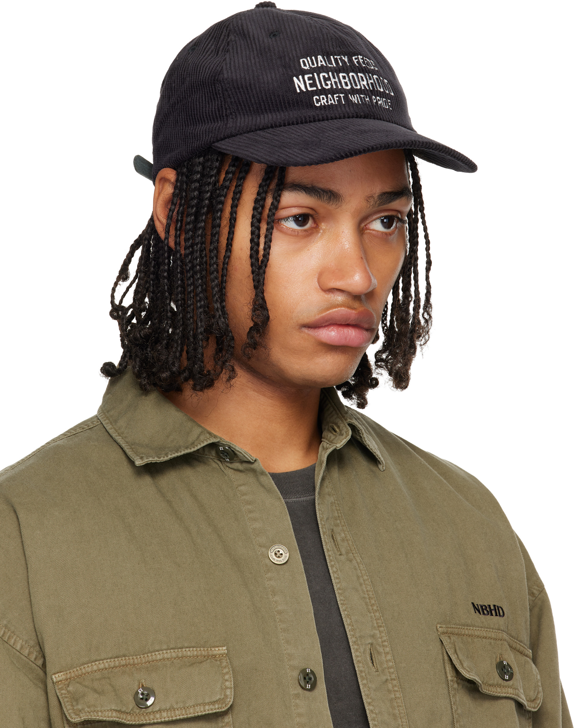 Neighborhood: Black Corduroy Dad Cap | SSENSE Canada
