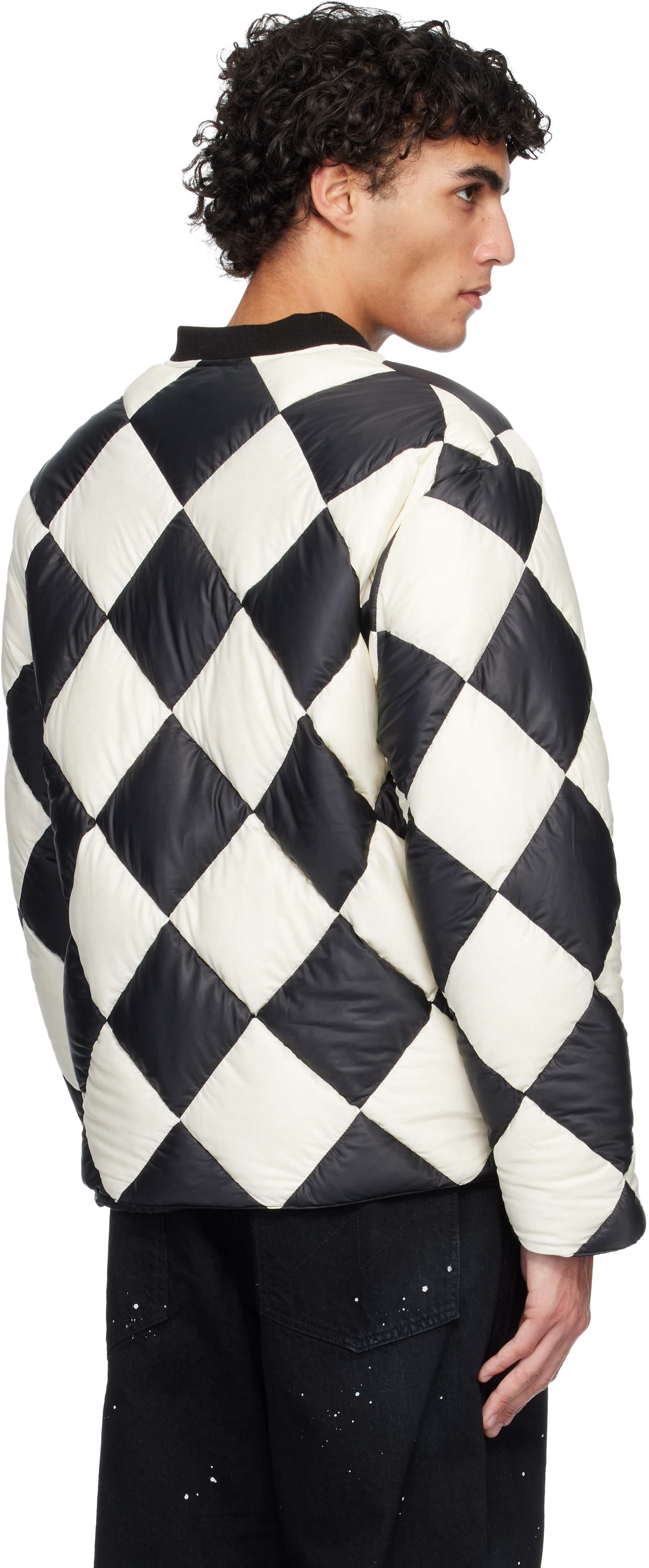 Neighborhood: Black & White Checker Down Jacket | SSENSE Thailand