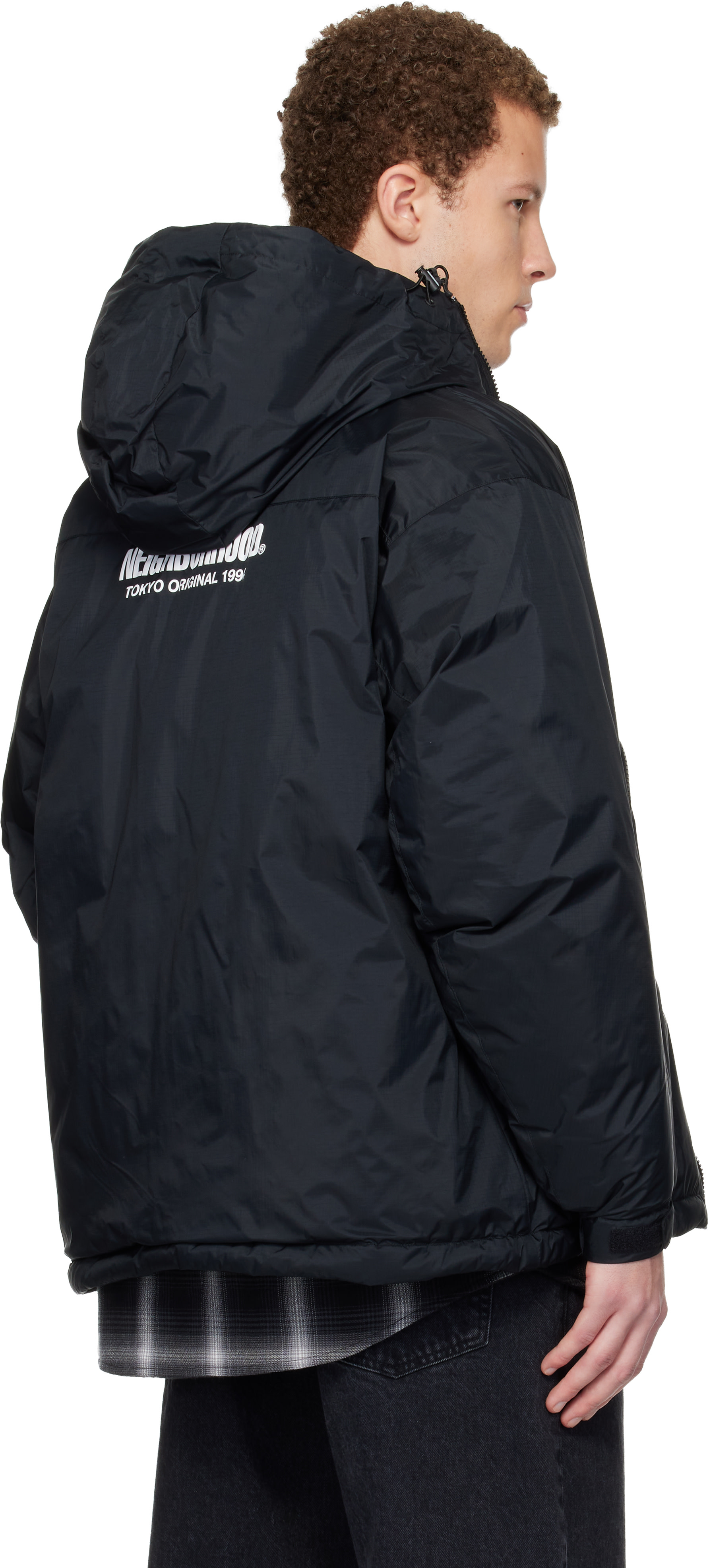 Neighborhood: Black Nanga Edition Offset Zip Down Jacket | SSENSE