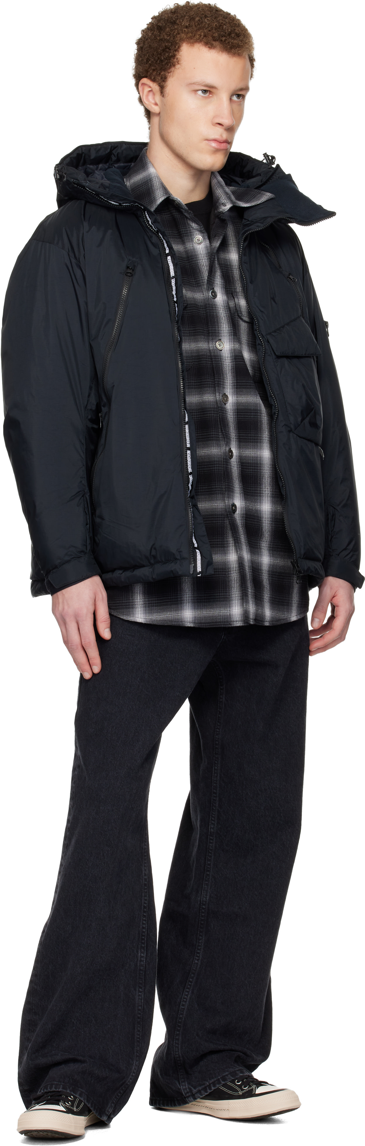 Neighborhood: Black Nanga Edition Offset Zip Down Jacket | SSENSE