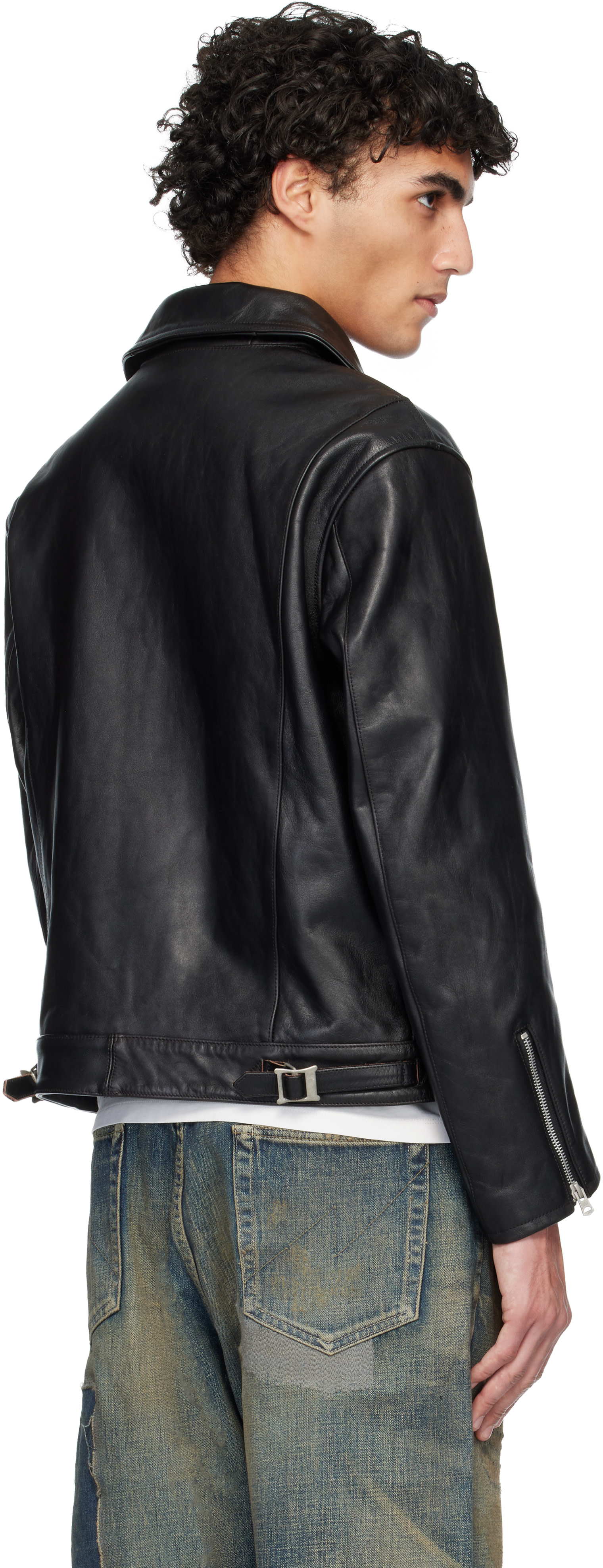 Neighborhood: Black Leather Riders Jacket | SSENSE Germany
