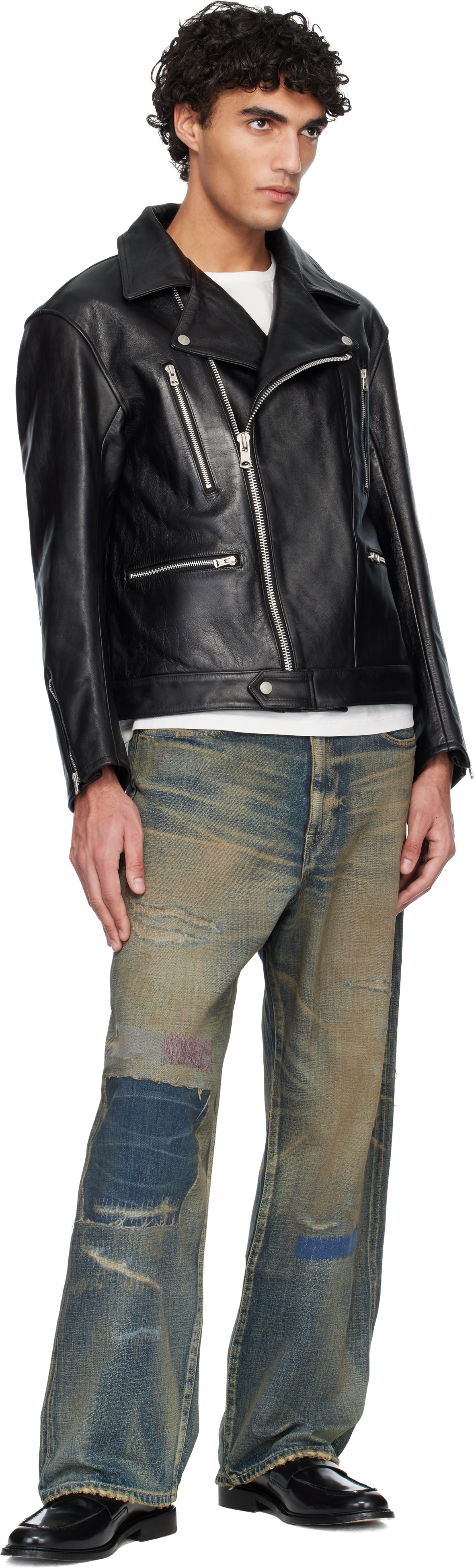 Neighborhood: Black Leather Riders Jacket | SSENSE Germany