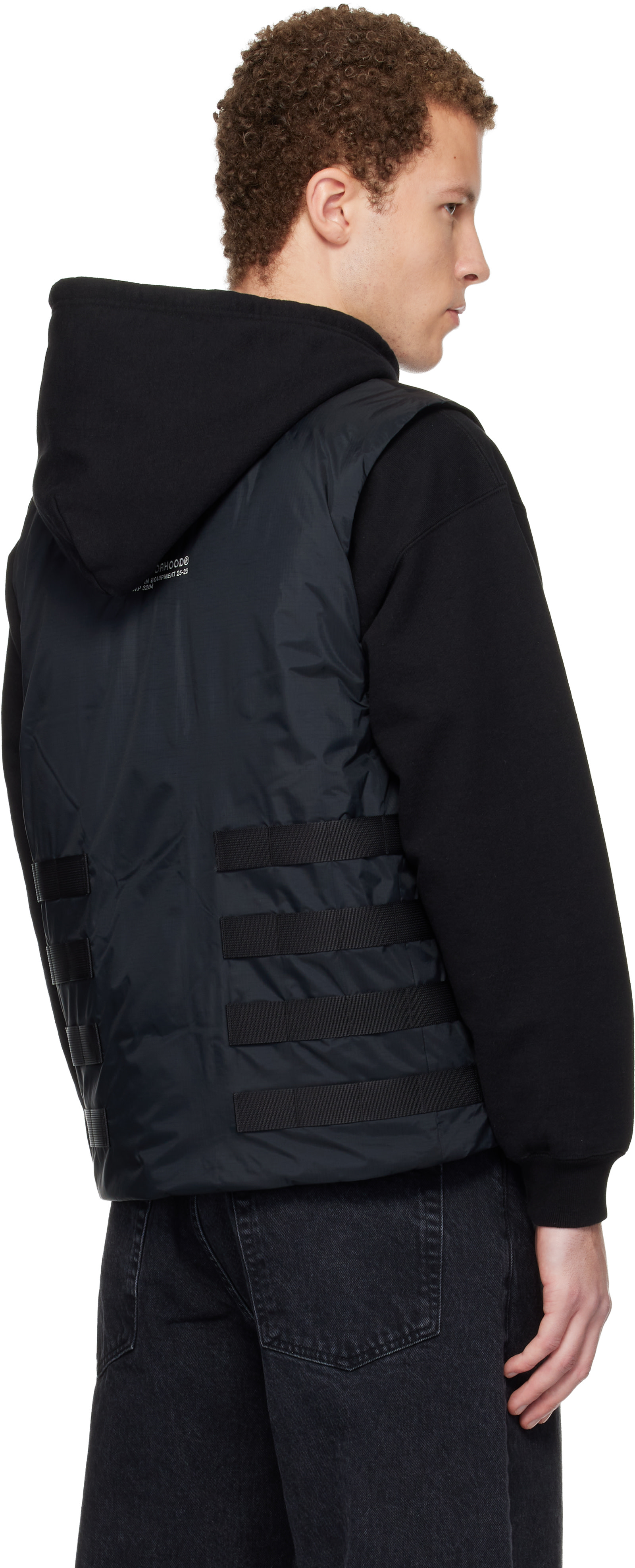 Neighborhood: Black Nanga Edition Tactical Down Vest | SSENSE India