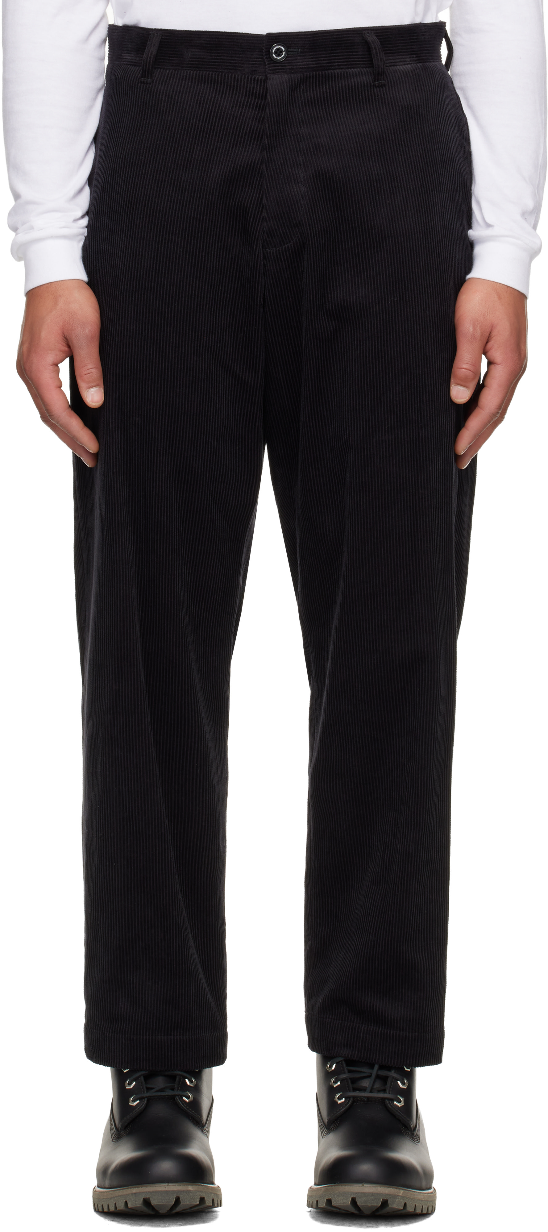 新品 NEIGHBORHOOD CORDUROY PLAIN PANTS Neighborhood: Black Corduroy Plain Trousers | SSENSE