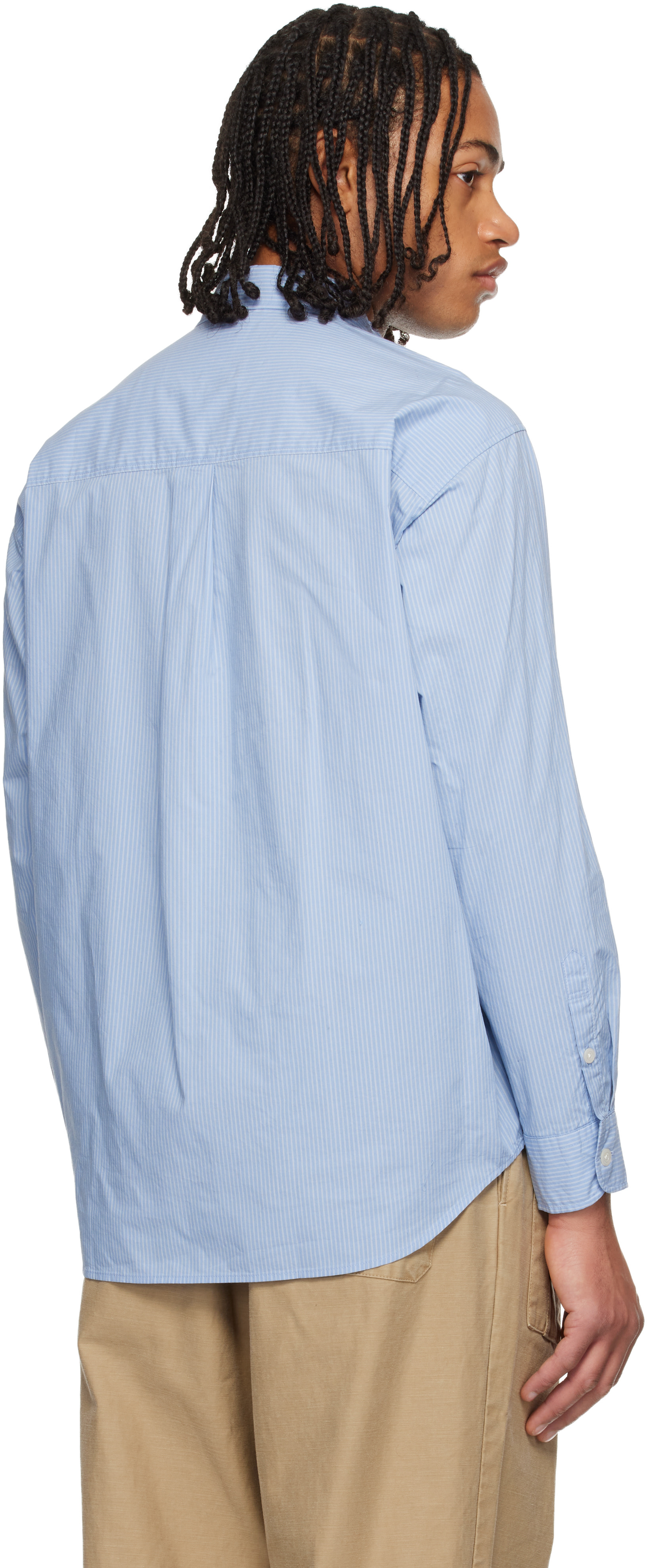 Neighborhood: Blue Stripe Shirt | SSENSE Canada