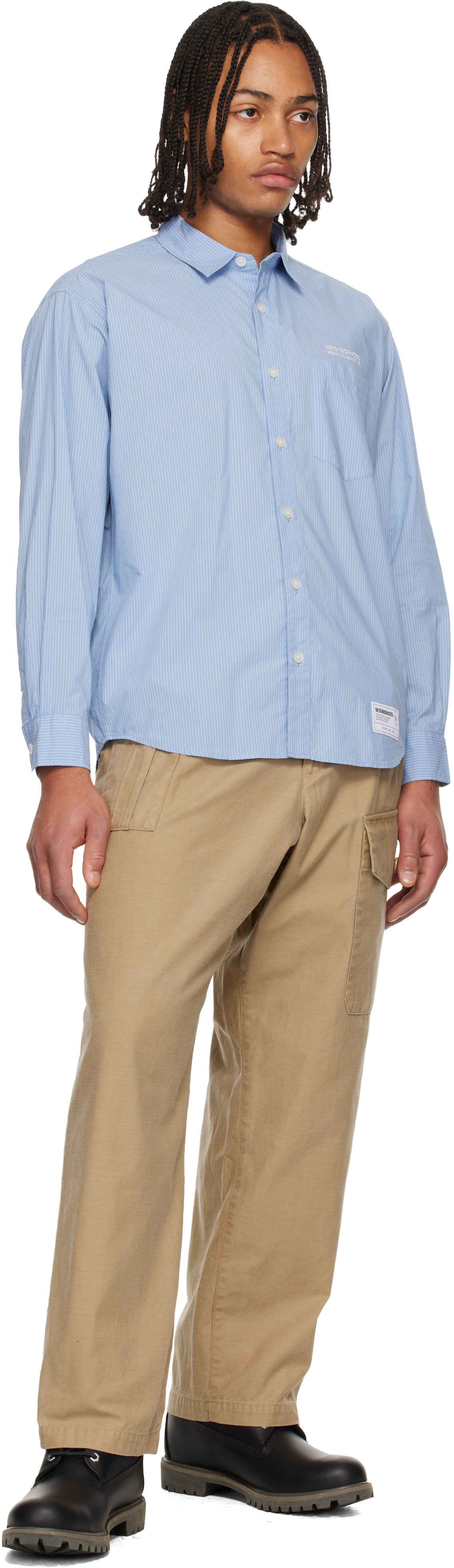 Neighborhood: Blue Stripe Shirt | SSENSE Canada