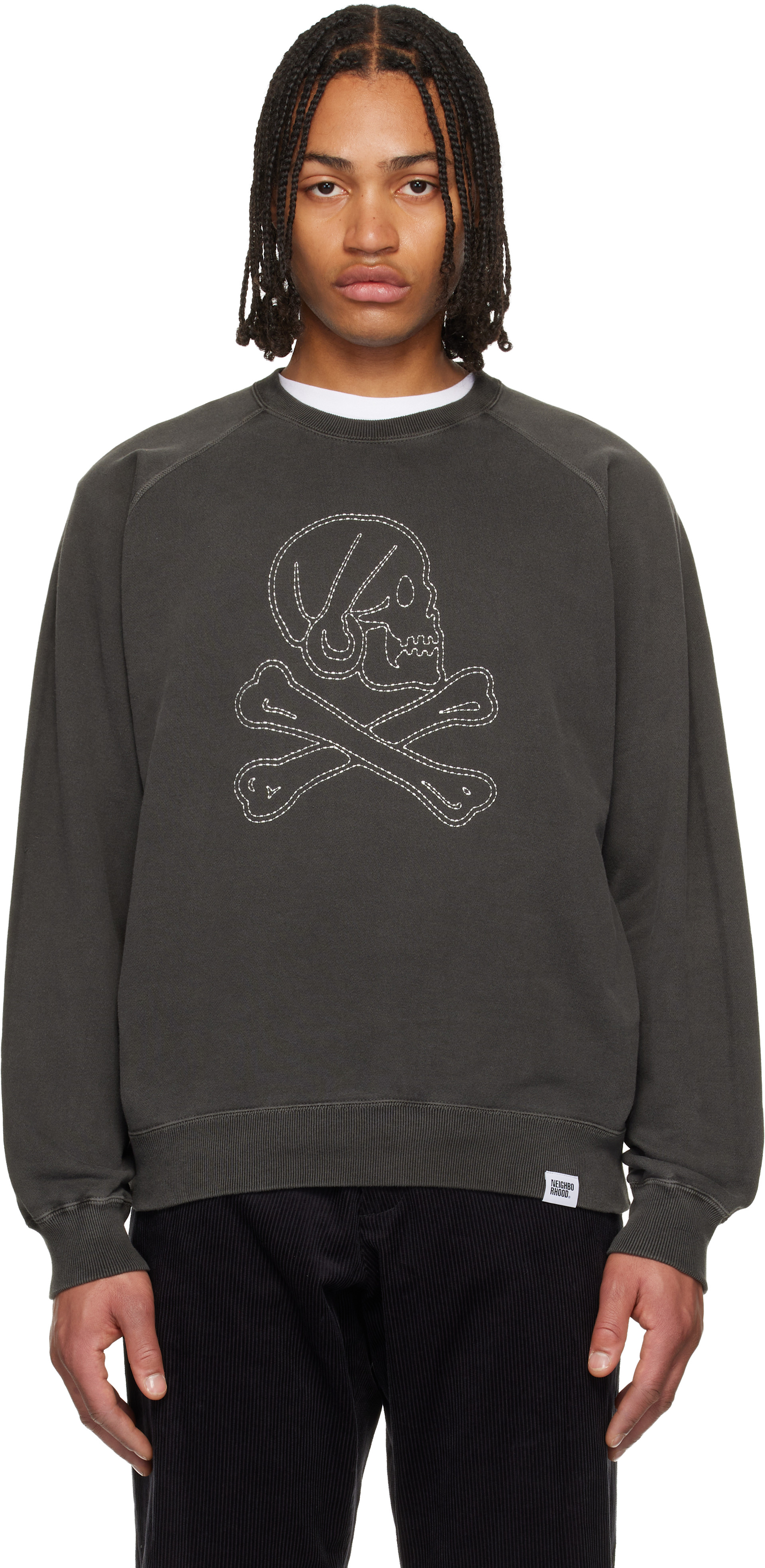 Neighborhood - Pull molletonné gris teint aux pigments