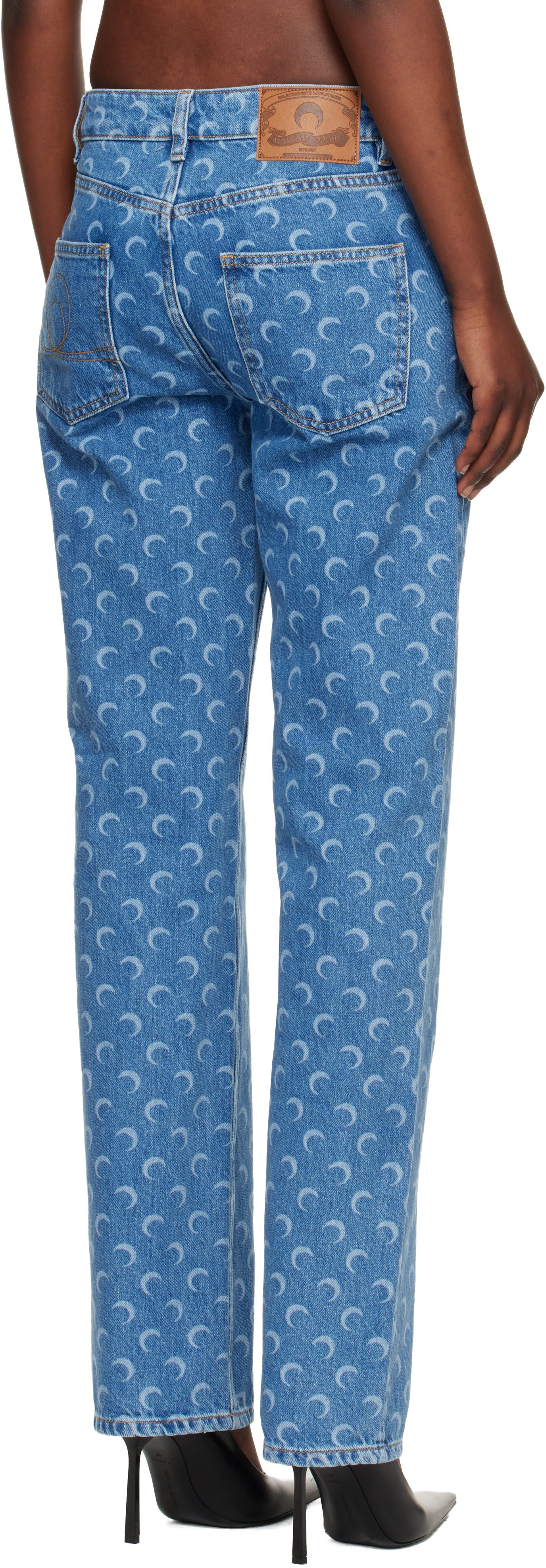 Marine Serre: Blue Moon Laser Straight Jeans | SSENSE