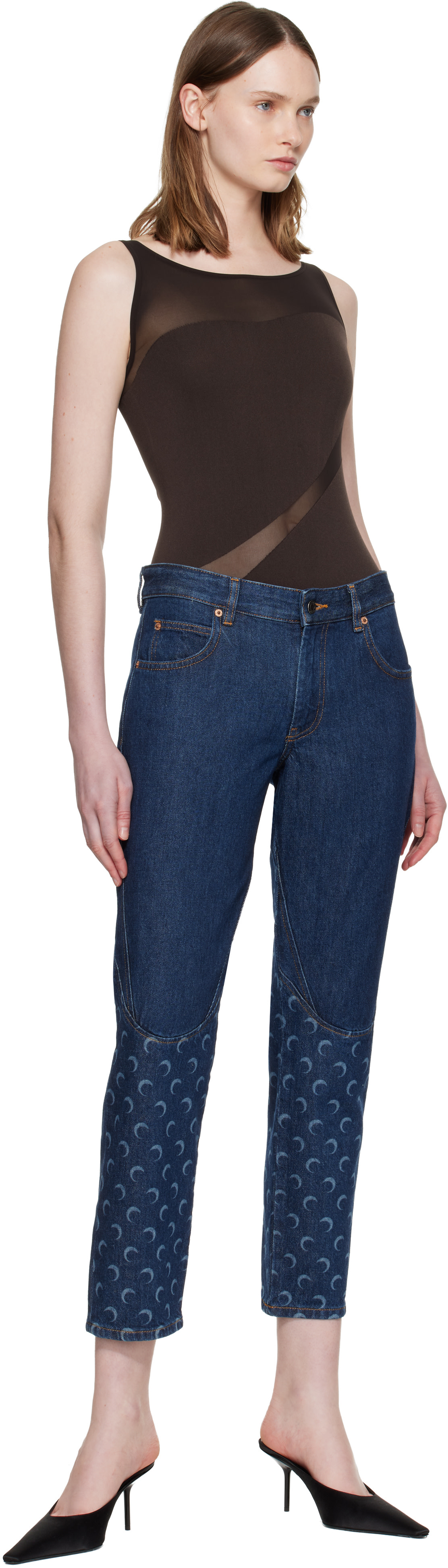 未使用 MARINE SERRE デニムトップス Marine Serre: Navy Regenerated Denim Bra | SSENSE