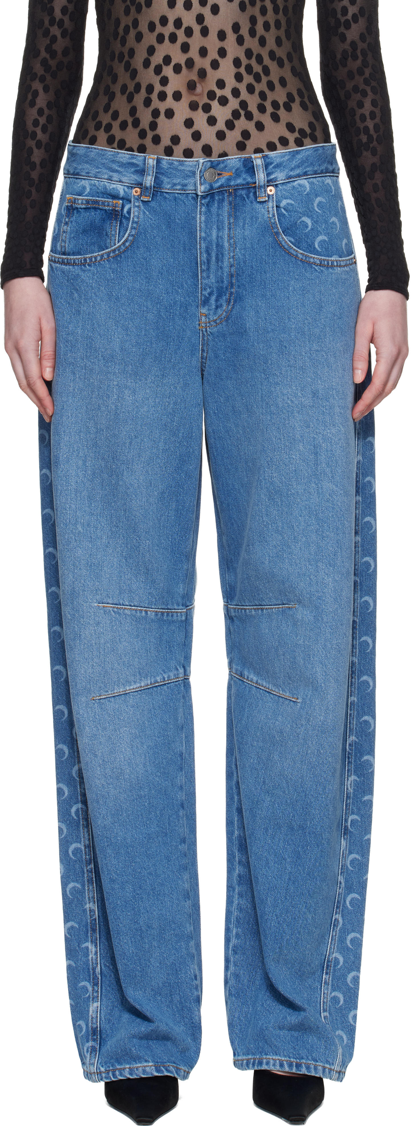 Marine Serre: Blue Barrel Denim Jeans | SSENSE