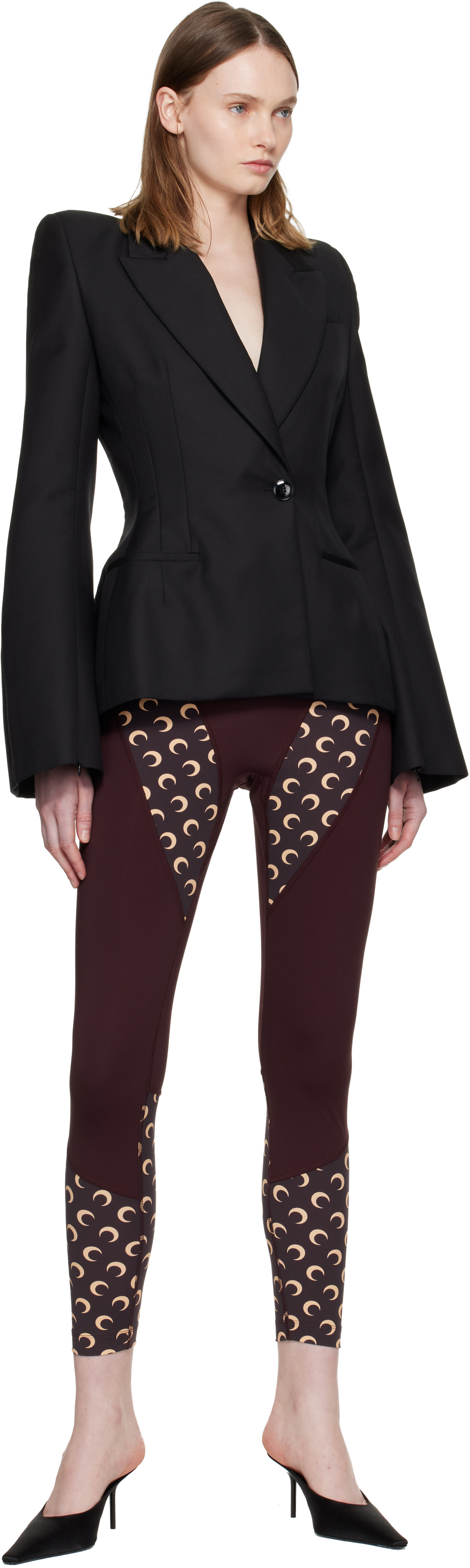 Marine Serre: Burgundy Athleisure Moon Insert Leggings | SSENSE
