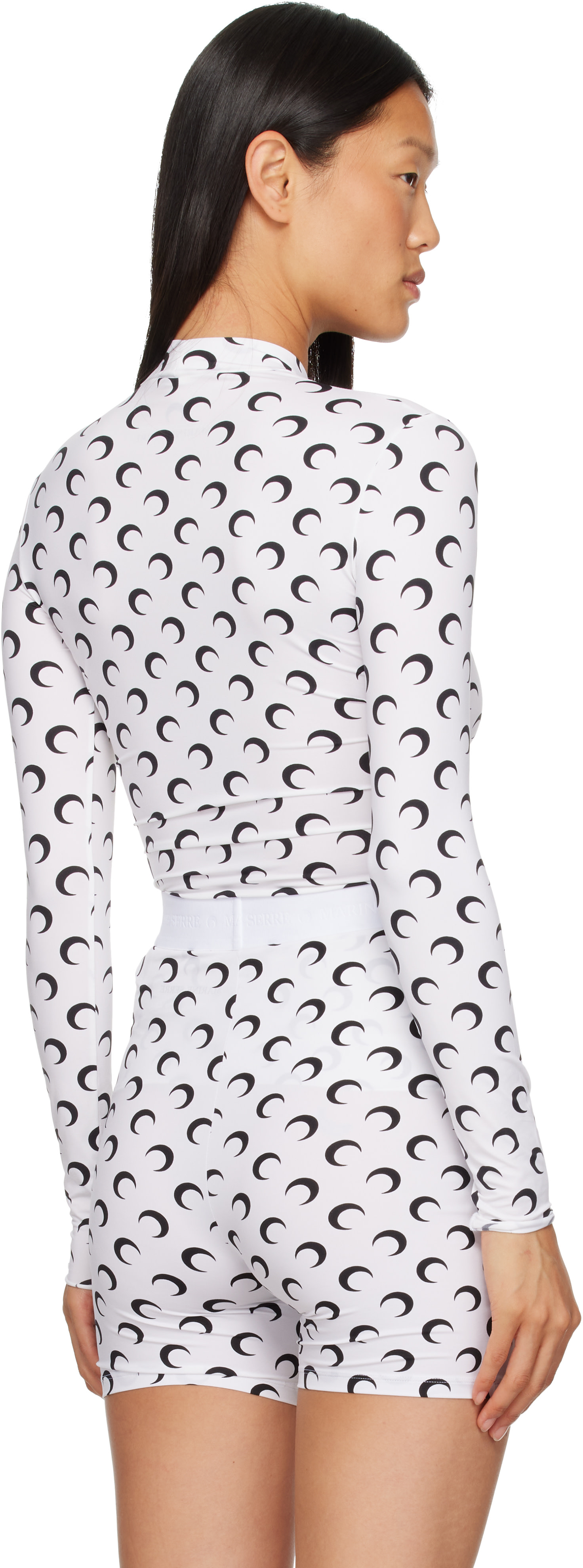 Marine Serre: White Recycled Moon Jersey Second Skin Top | SSENSE