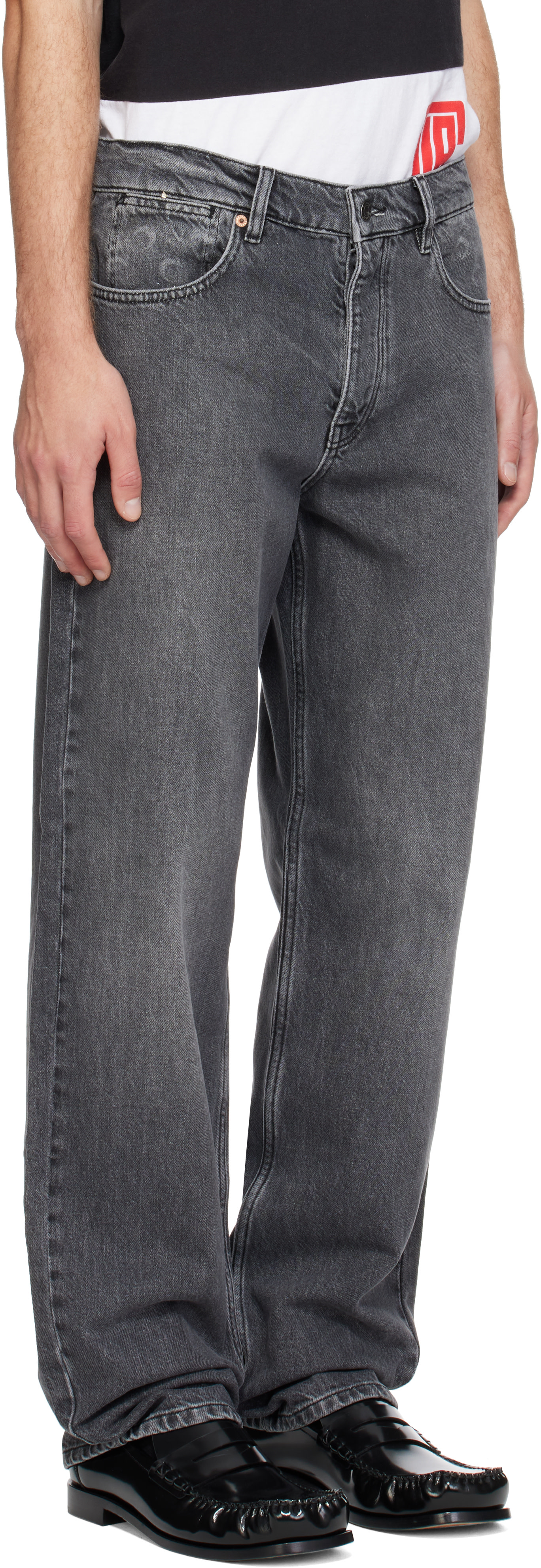 Marine Serre: Gray Moon Laser Wash Straight Jeans | SSENSE