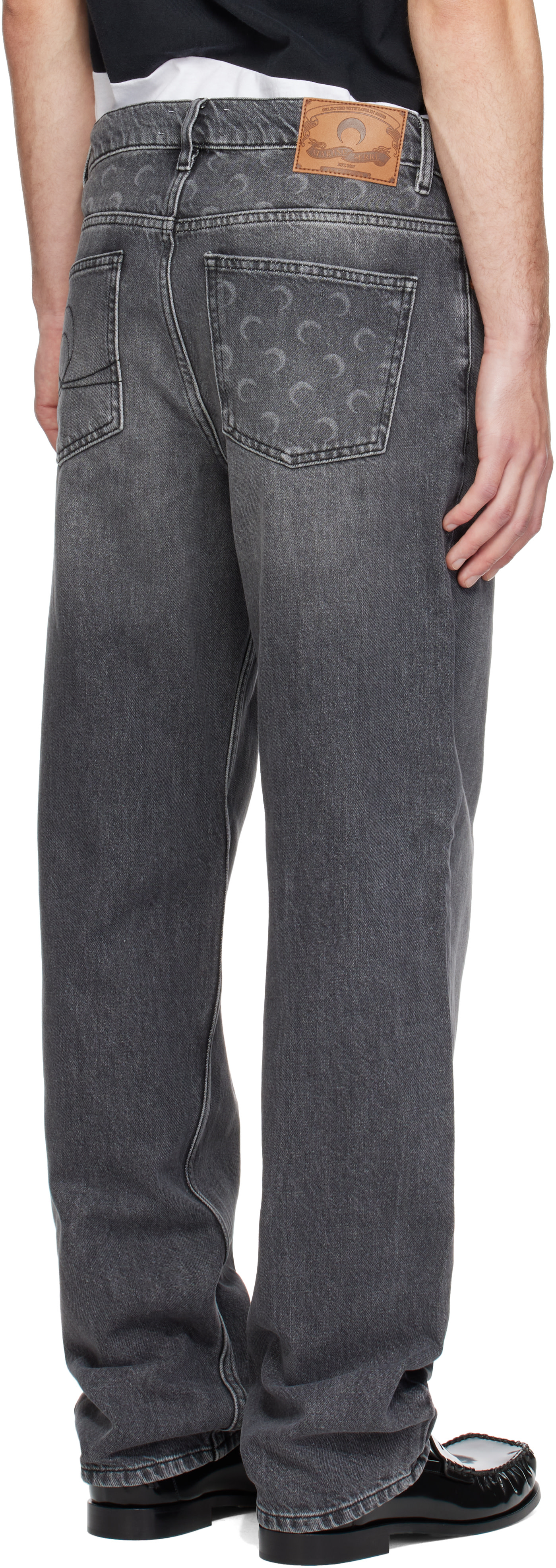 Marine Serre: Gray Moon Laser Wash Straight Jeans | SSENSE