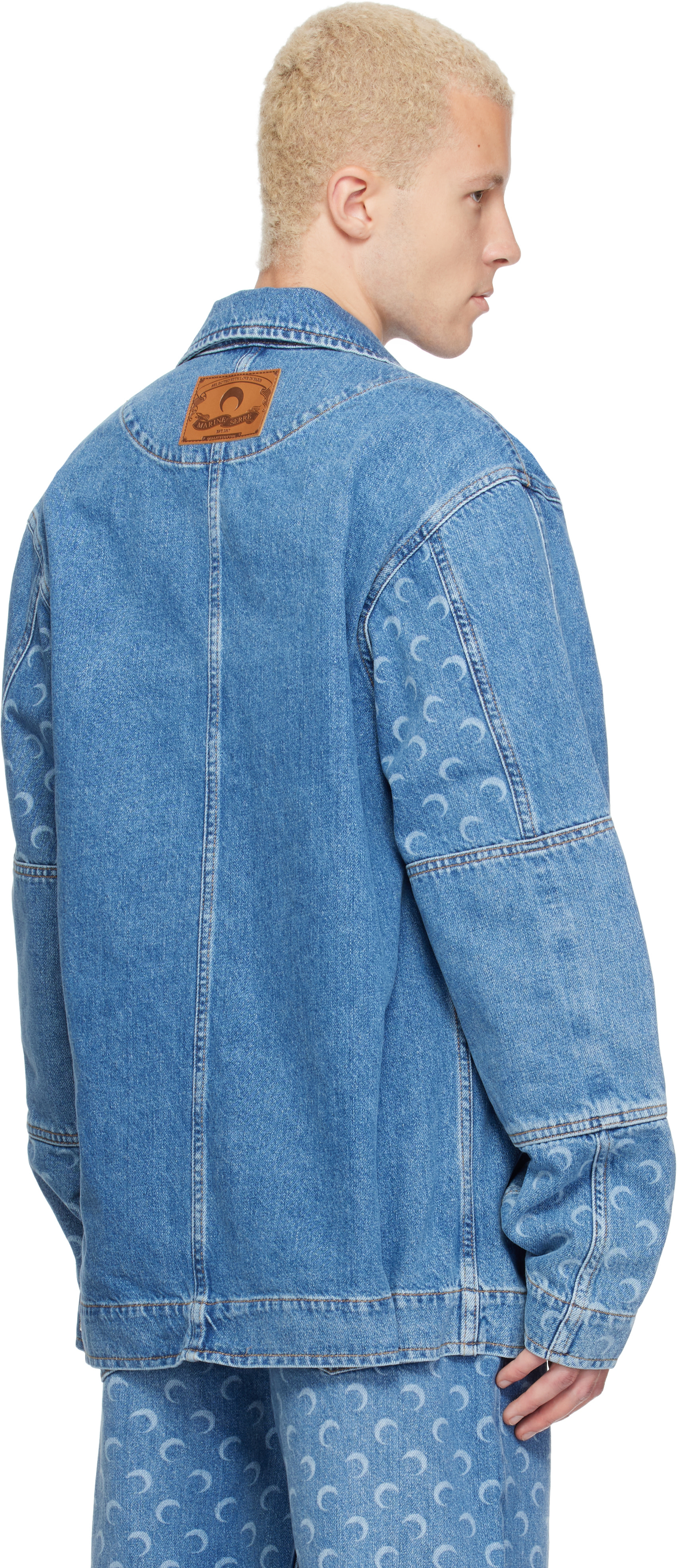 Marine Serre: Blue Denim Trucker Jacket | SSENSE