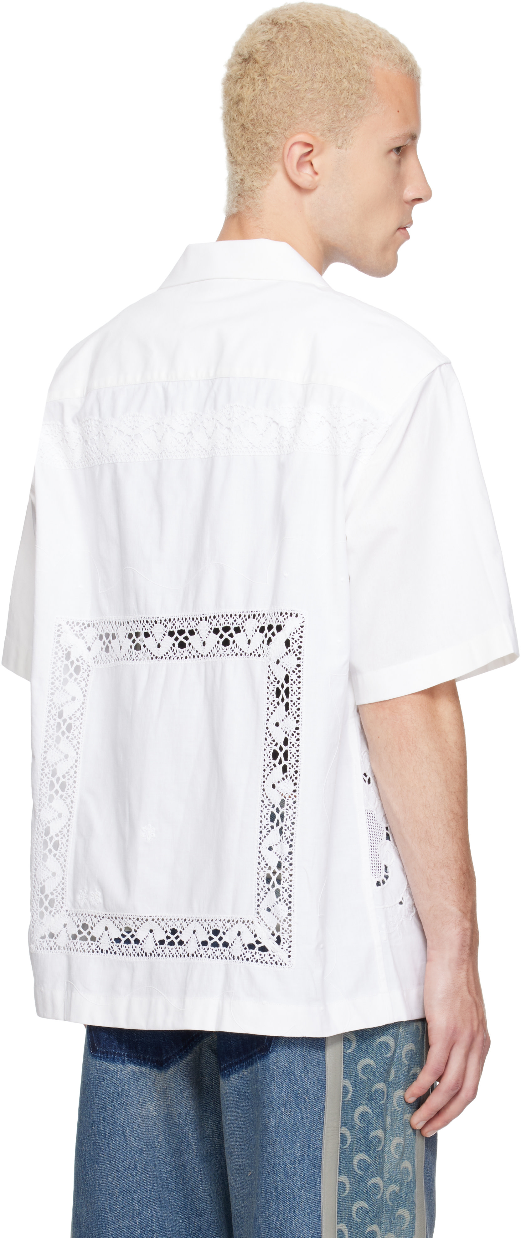 Marine Serre: White Regenerated 'Household Linens' S/S Shirt | SSENSE