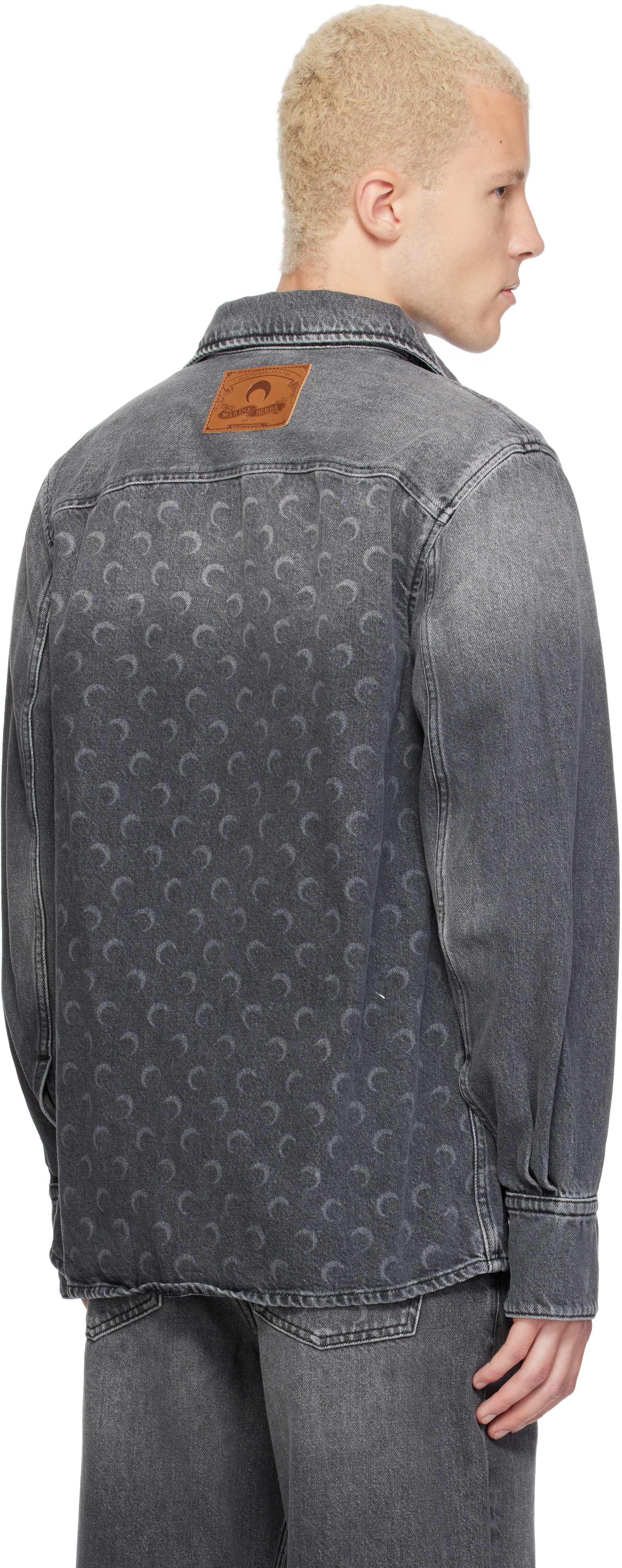 Marine Serre: Gray Moon Laser Wash LS Denim Shirt | SSENSE