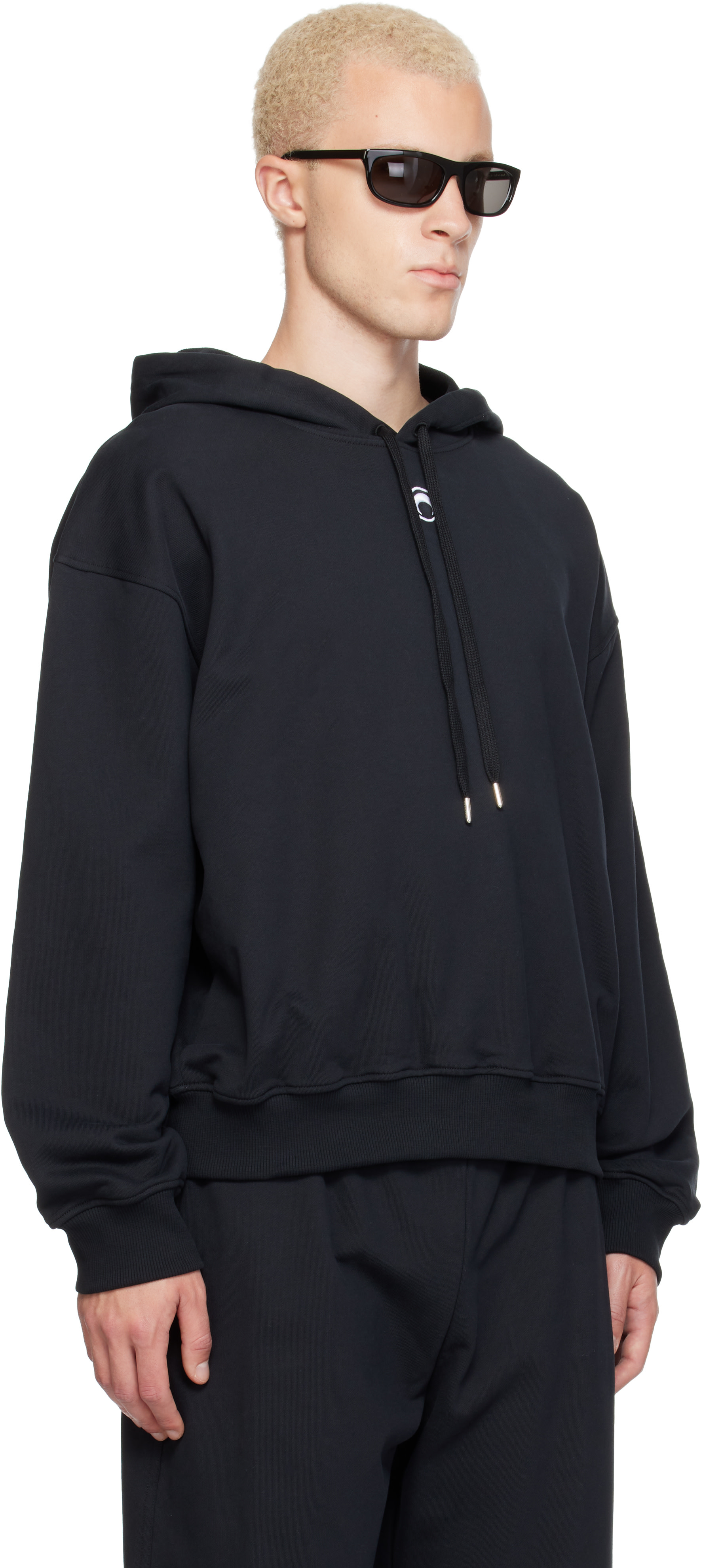Marine Serre - Pull à capuche noir à logo de lune
