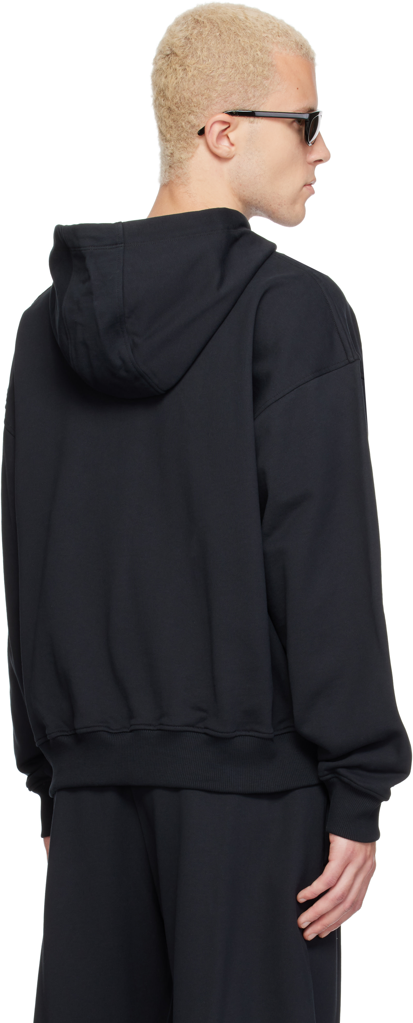 Marine Serre - Pull à capuche noir à logo de lune