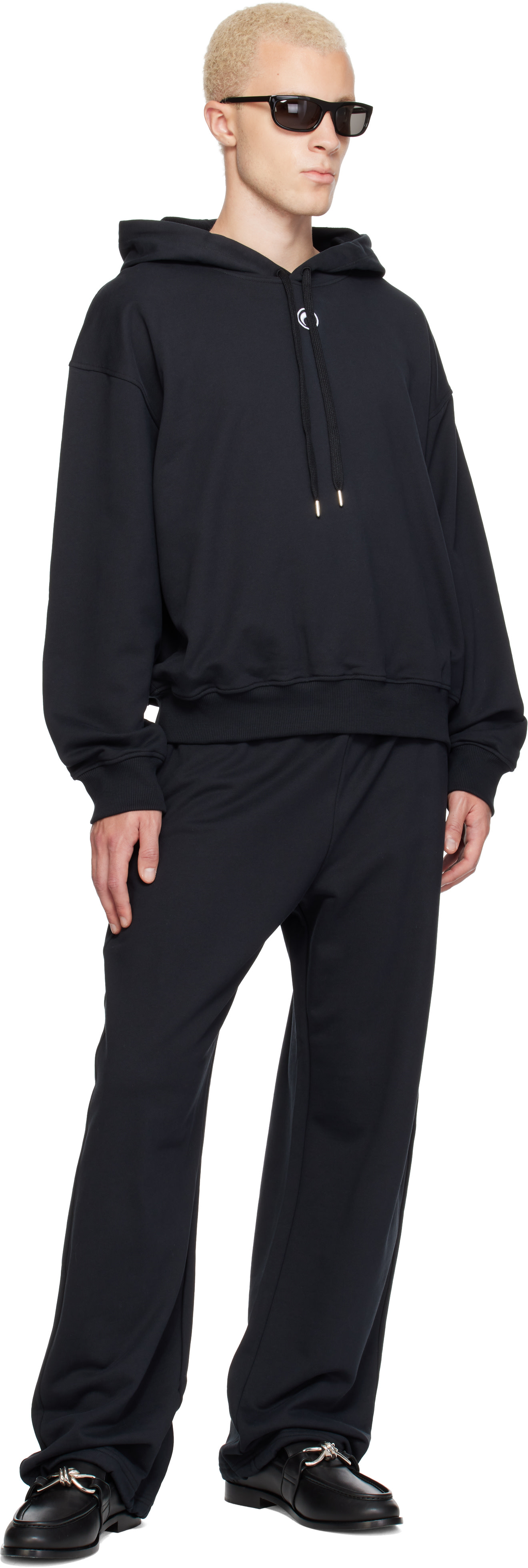 Marine Serre - Pull à capuche noir à logo de lune