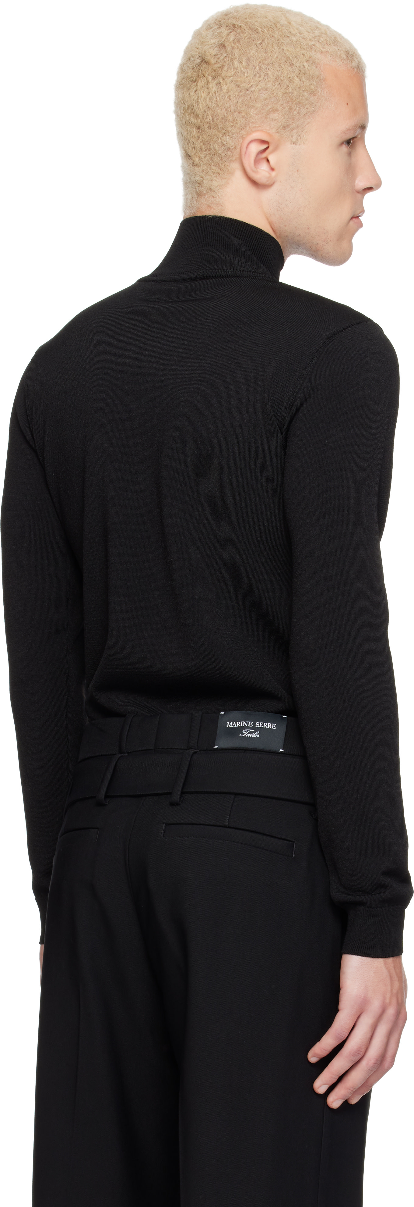 Marine Serre: Black Moon Logo Knit Turtleneck | SSENSE