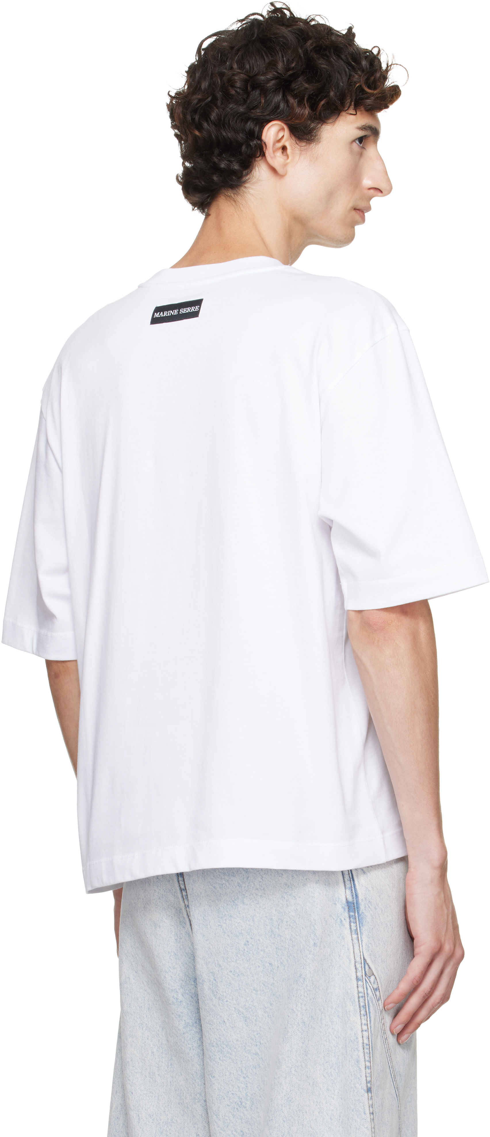 Marine Serre: ホワイト Moon Logo Jersey ルーズフィット Tシャツ
