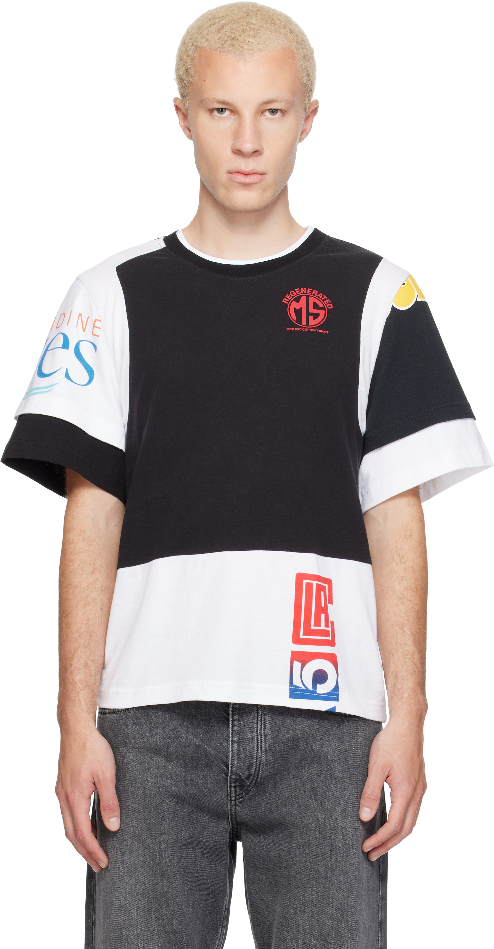 Marine Serre: Black & White Regenerated Graphic Jersey Layered T