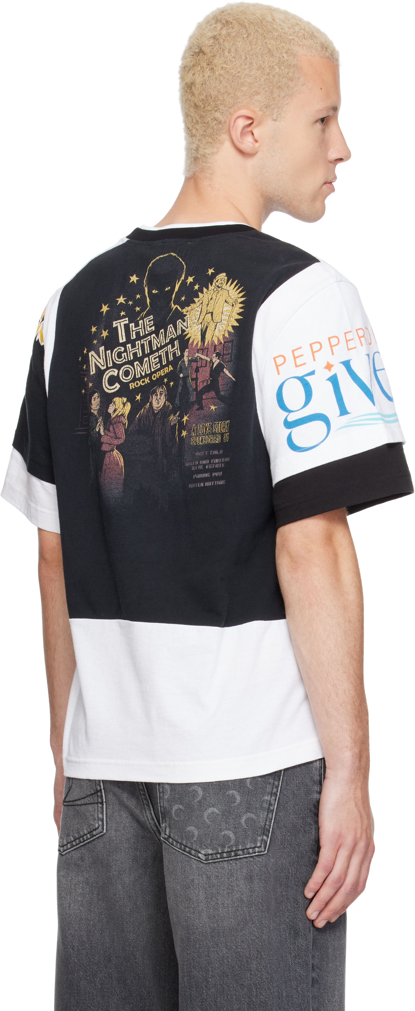 Marine Serre: Black & White Regenerated Graphic Jersey Layered T