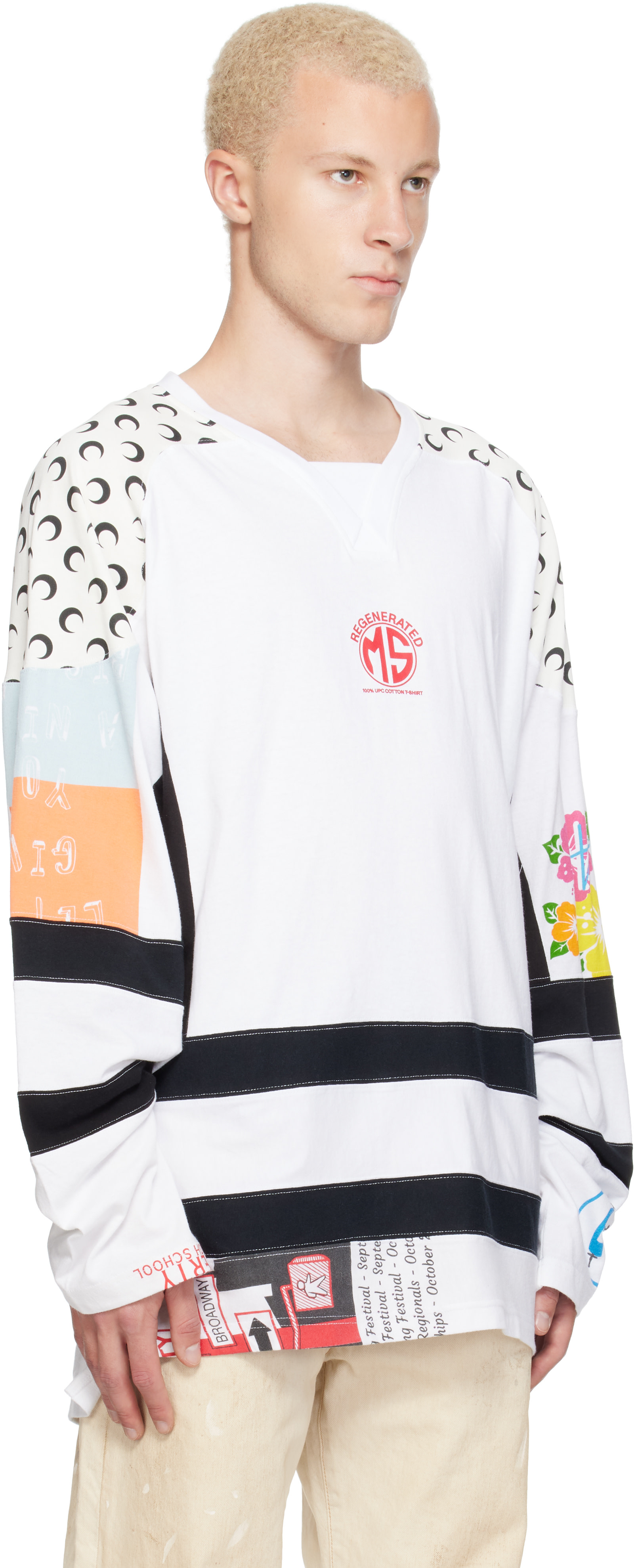 Marine Serre: ホワイト Regenerated Graphic Jersey Hockey Tシャツ