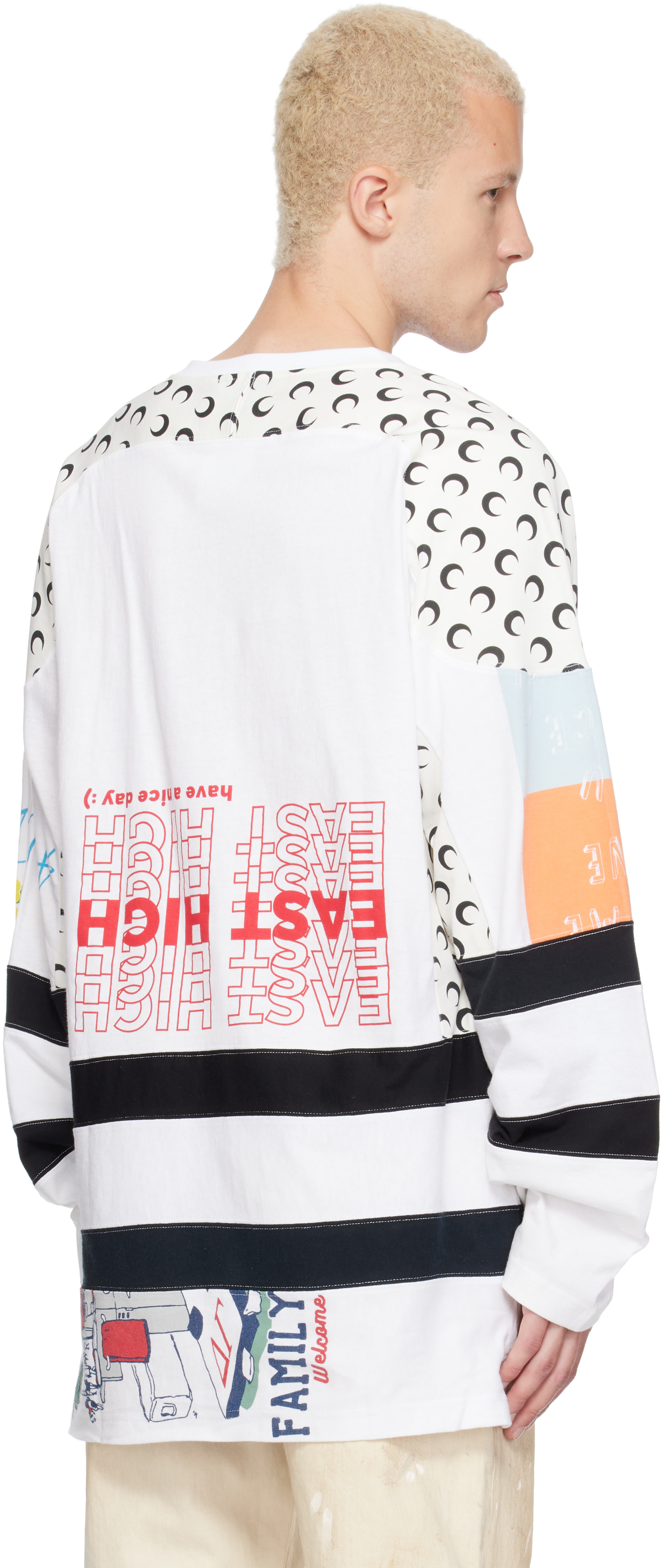 Marine Serre: White Regenerated Graphic Jersey Hockey T-shirt | SSENSE