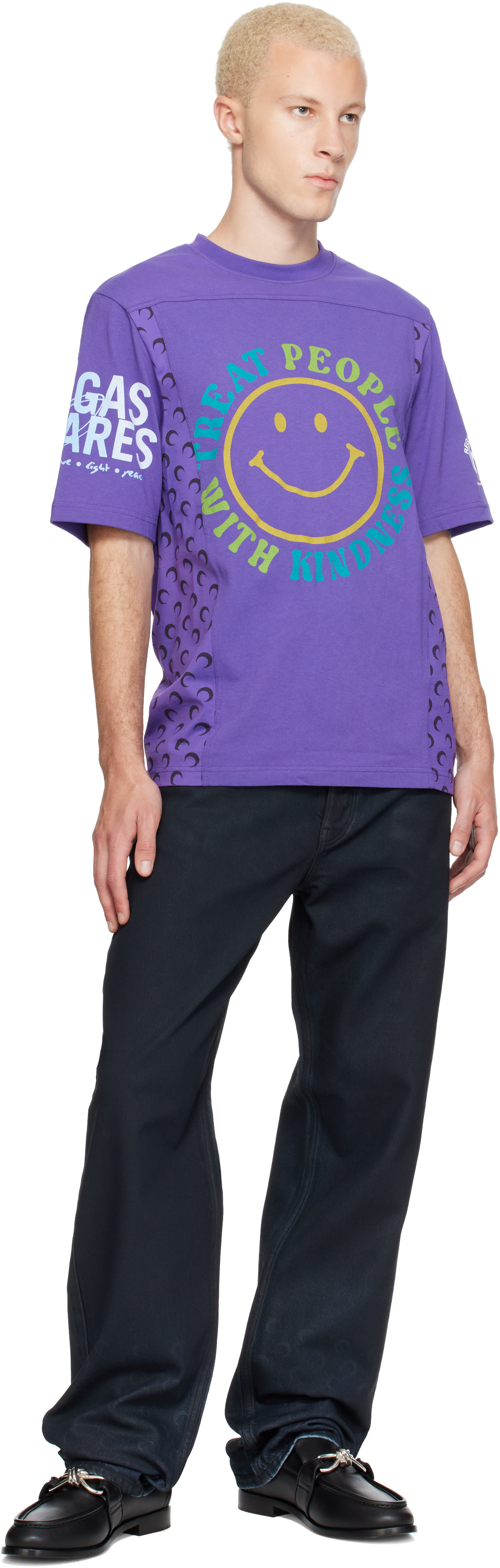 Marine Serre: Purple Regenerated Graphic Jersey SS T-shirt | SSENSE