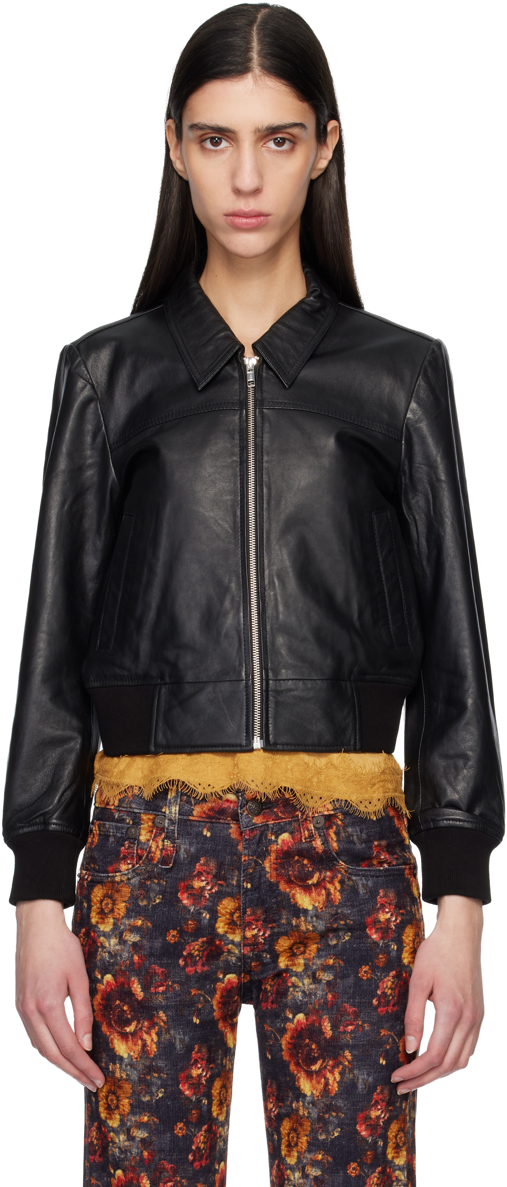 R13 - Blouson Berlin noir en cuir