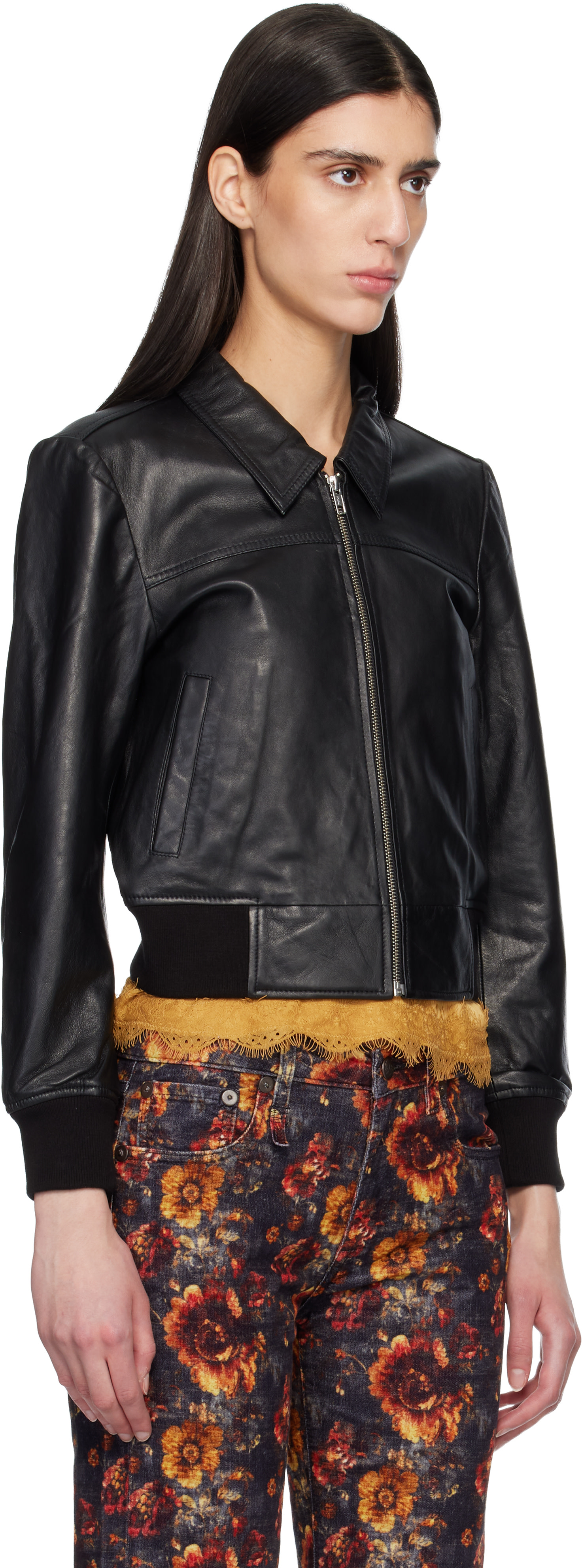 R13 - Blouson Berlin noir en cuir