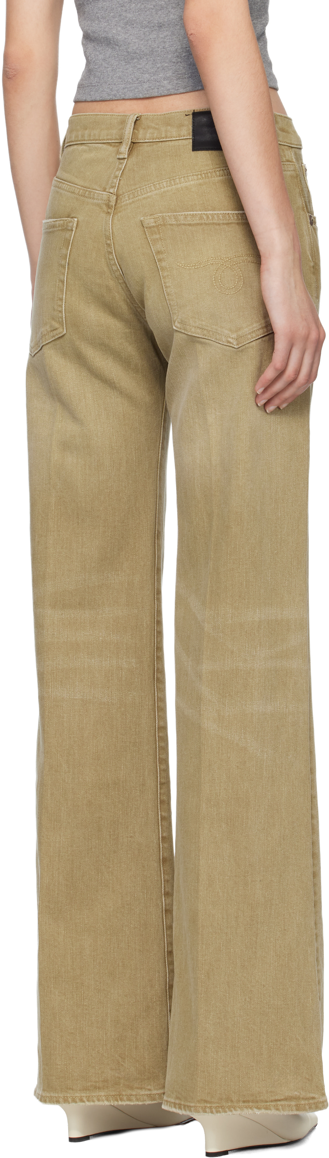 R13 - Jean évasé beige à taille haute