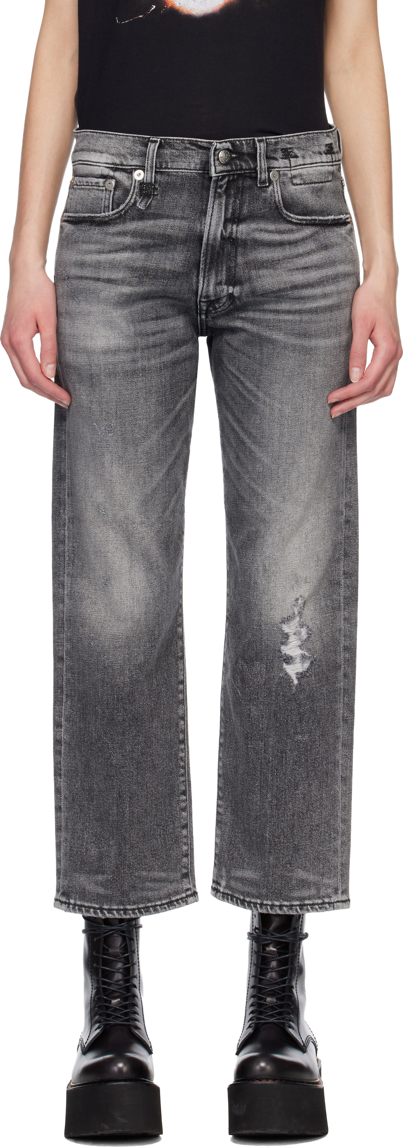 R13 - Jean boyfriend gris