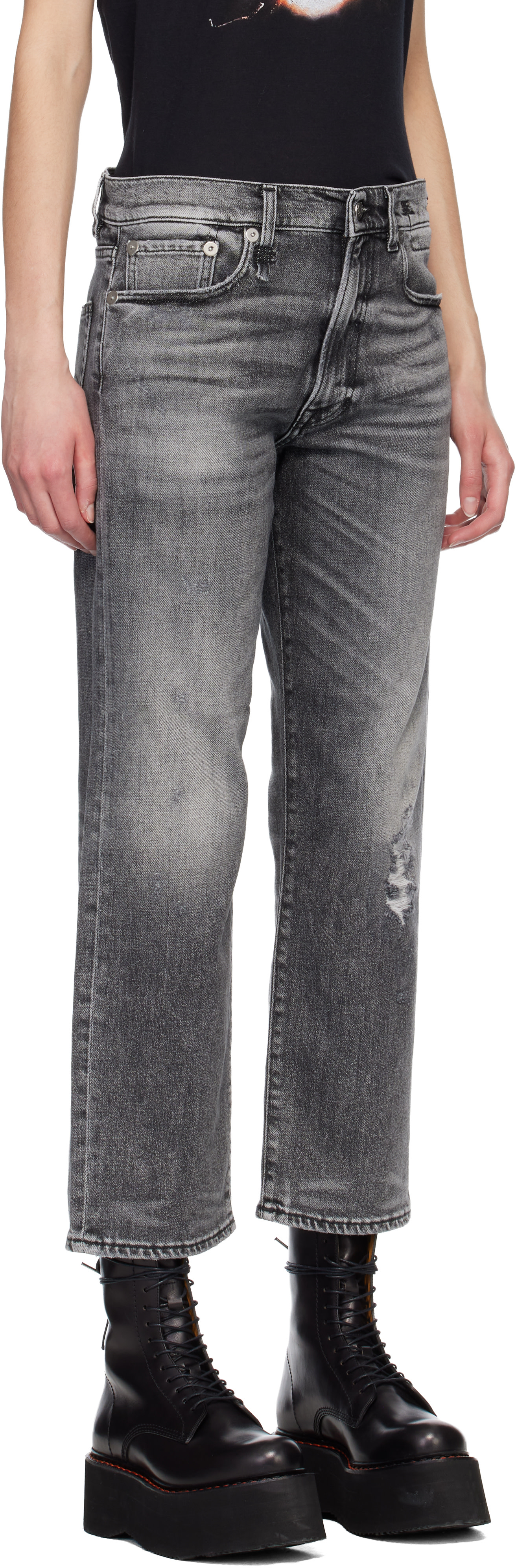 R13 - Jean boyfriend gris