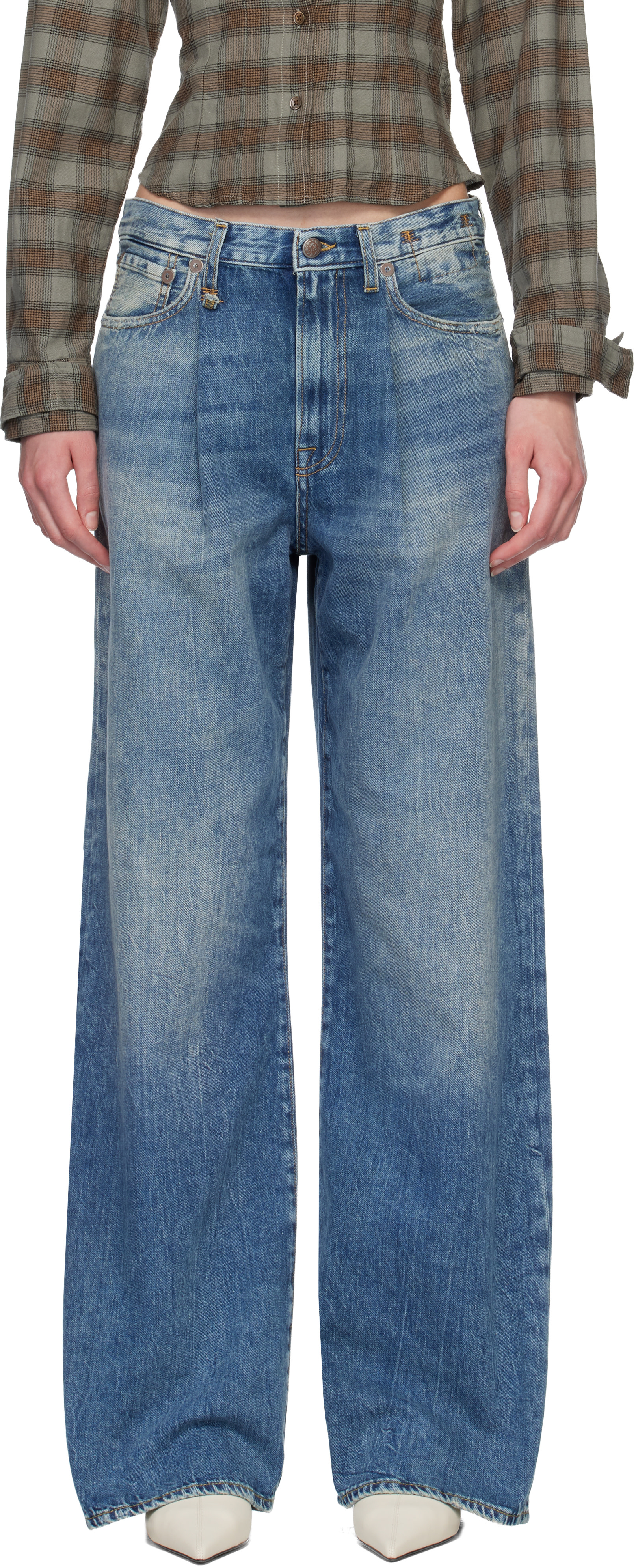 R13: Blue Wide Damon Jeans | SSENSE Denmark