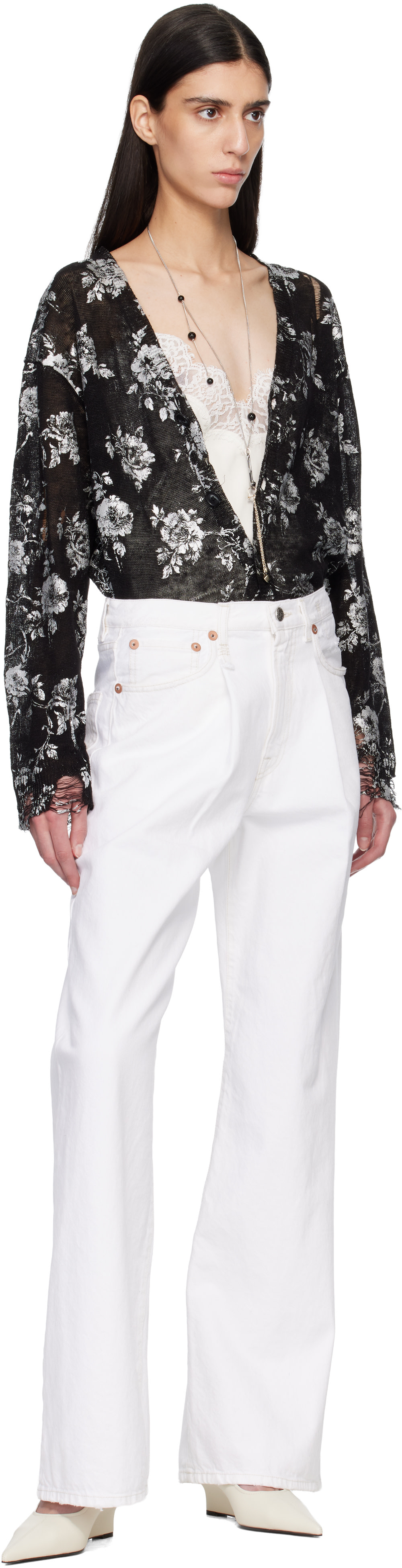 R13 - Jean ample Damon blanc exclusif à SSENSE