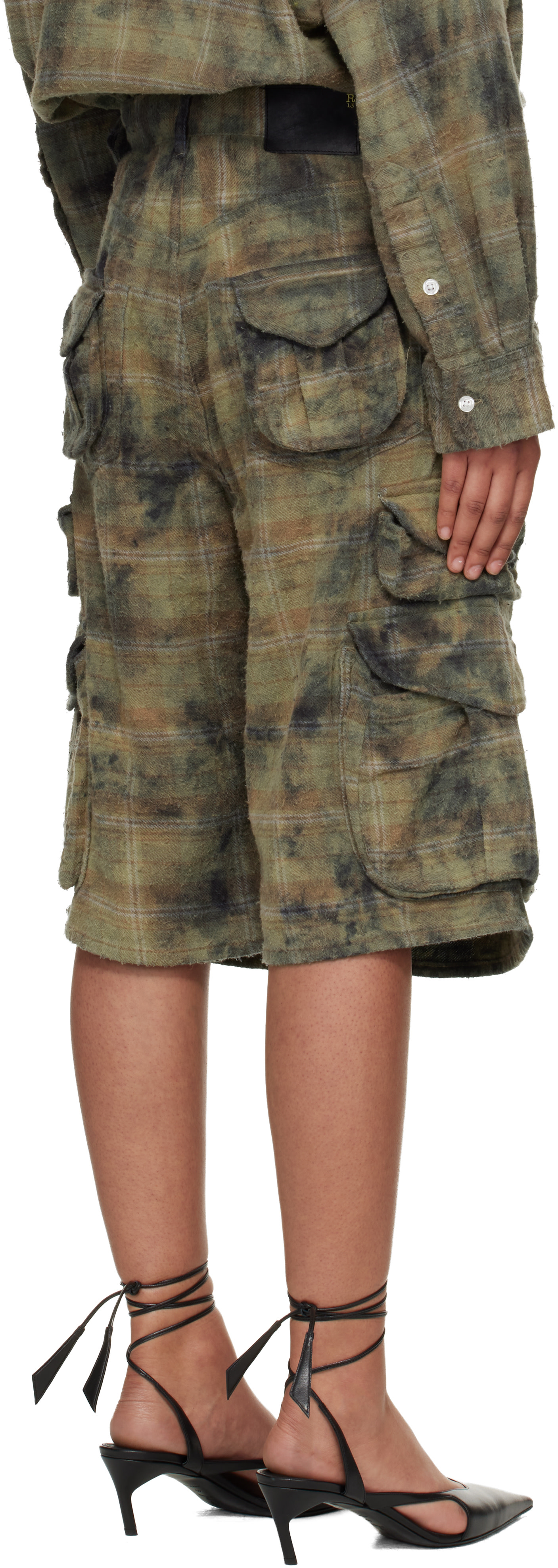 R13 - Green & Navy Bermuda Cargo Shorts