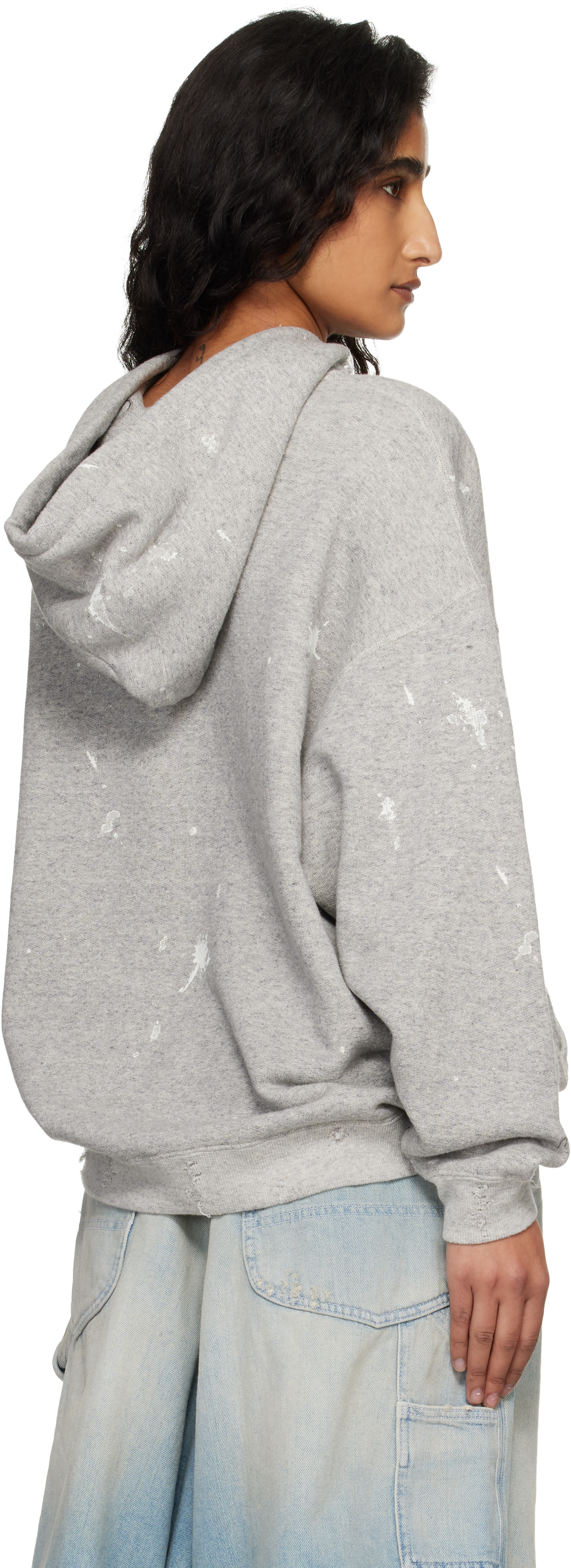 R13 - Pull à capuche surdimensionné 'Not A Fan' gris