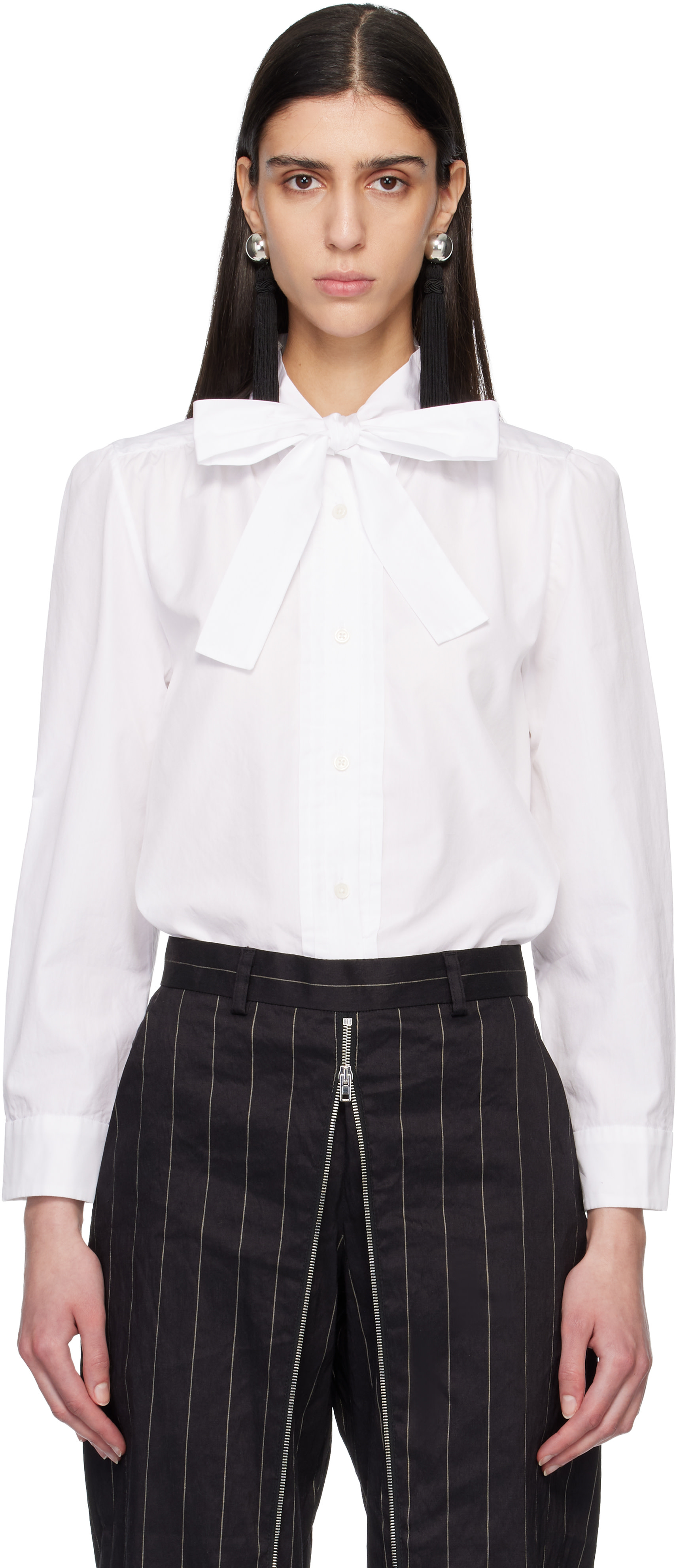 R13 - Chemise blanche à sangles de style cravate