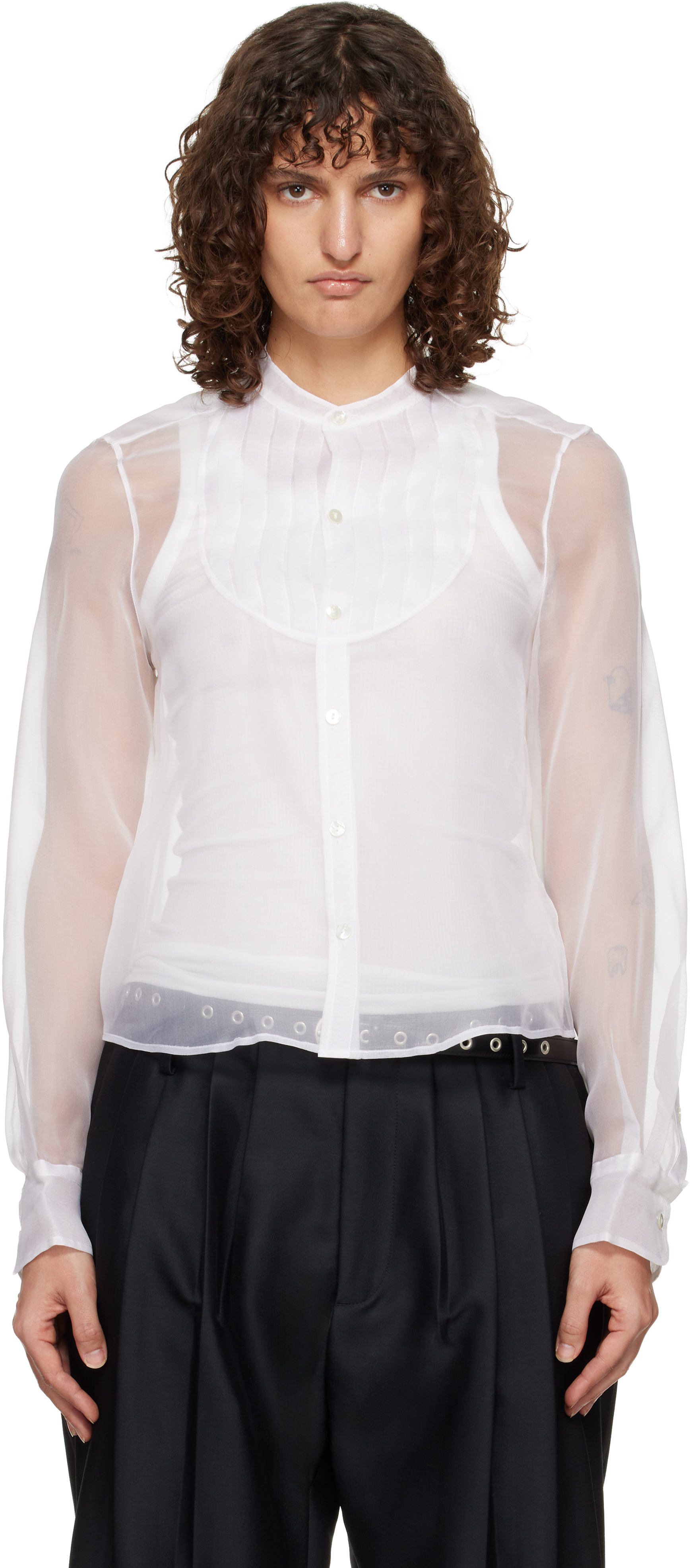 R13 - Chemise de smoking blanche à plis
