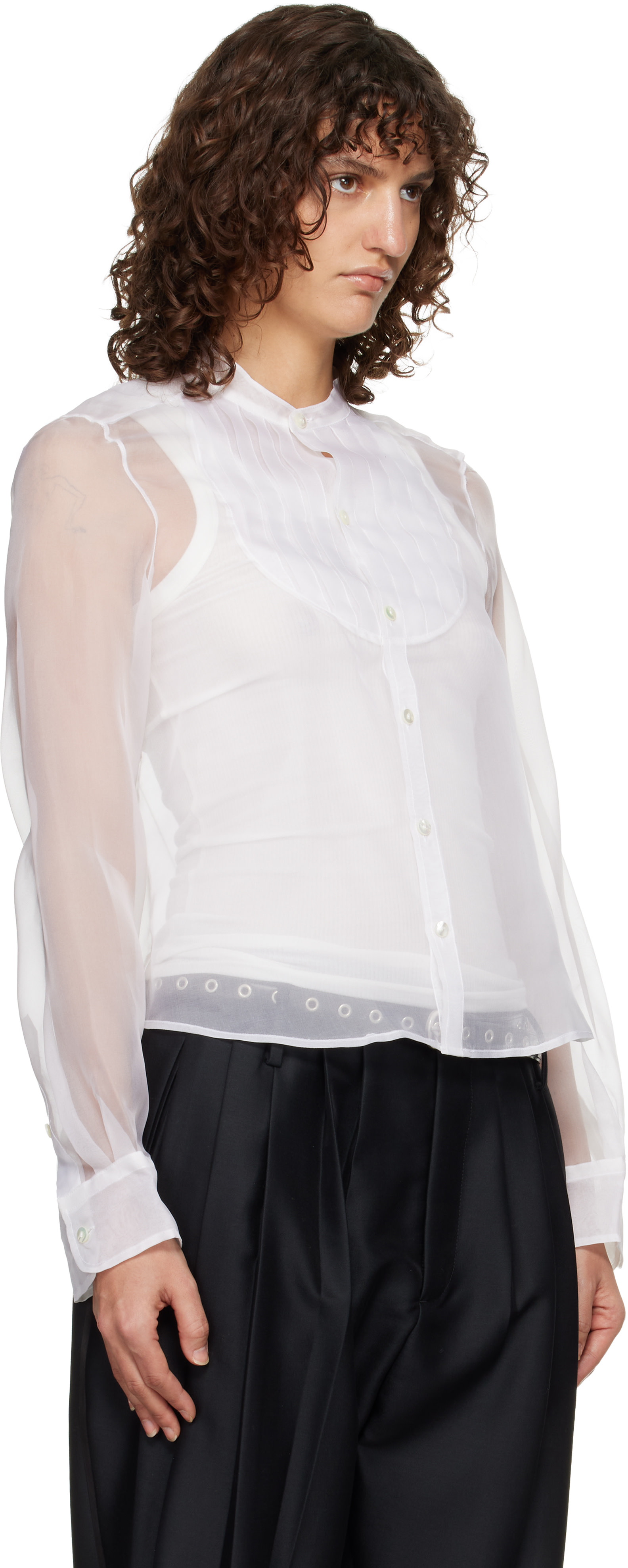 R13 - Chemise de smoking blanche à plis