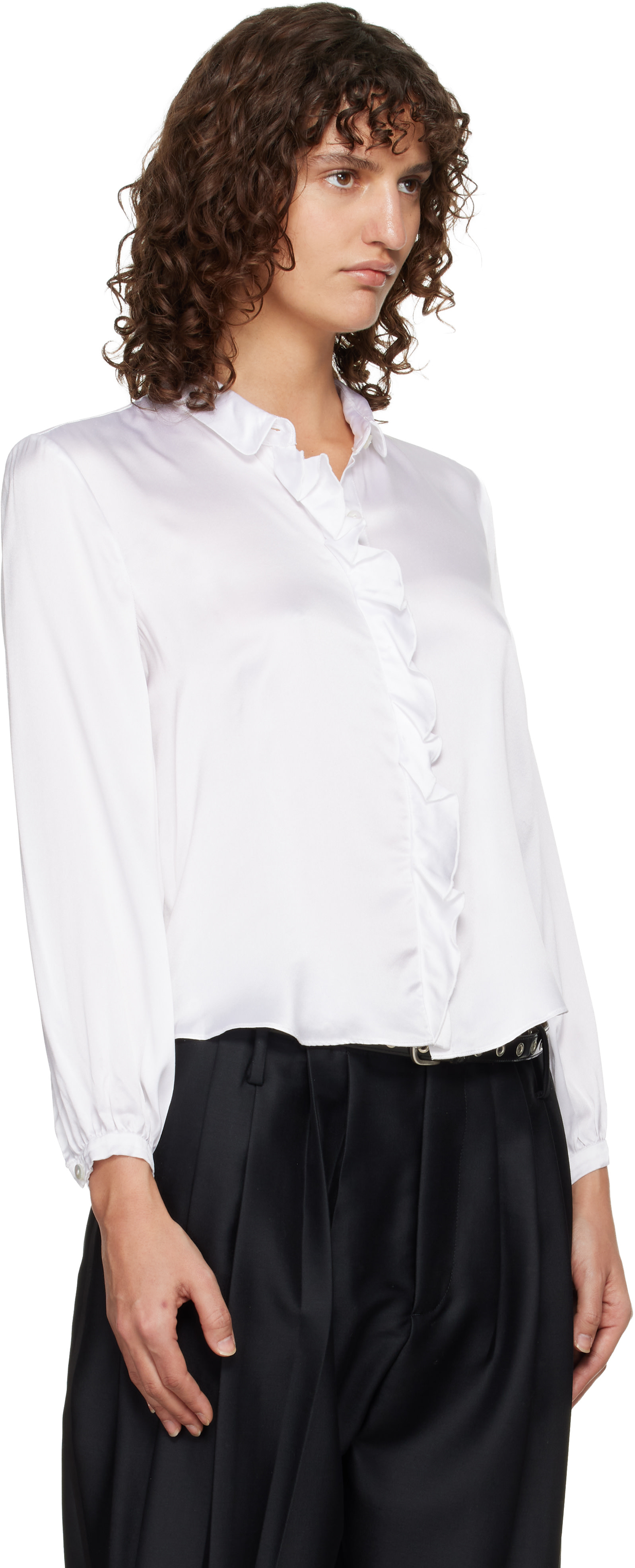 R13: White Ruffle Blouse | SSENSE